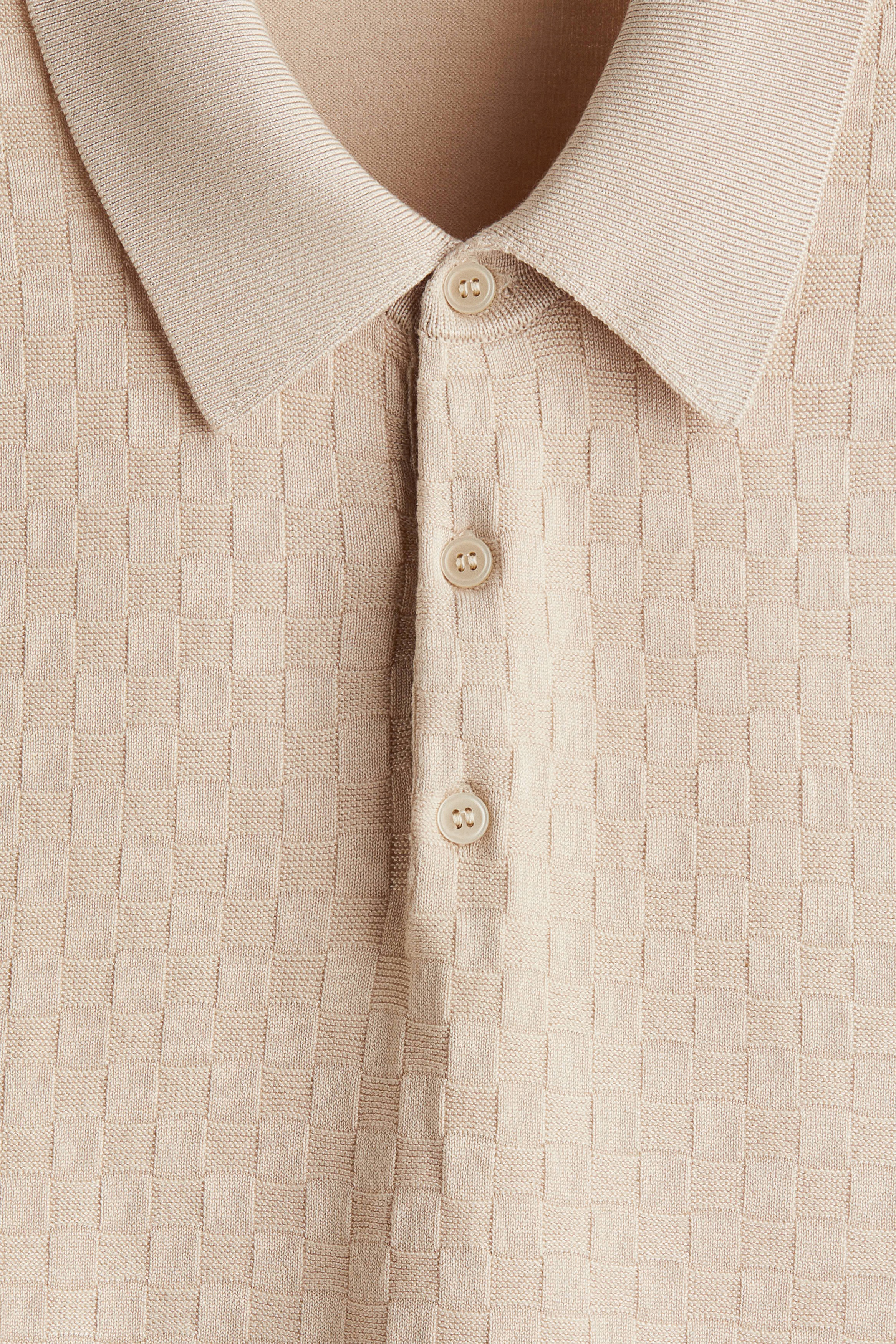 Slim Fit Textured-knit polo shirt