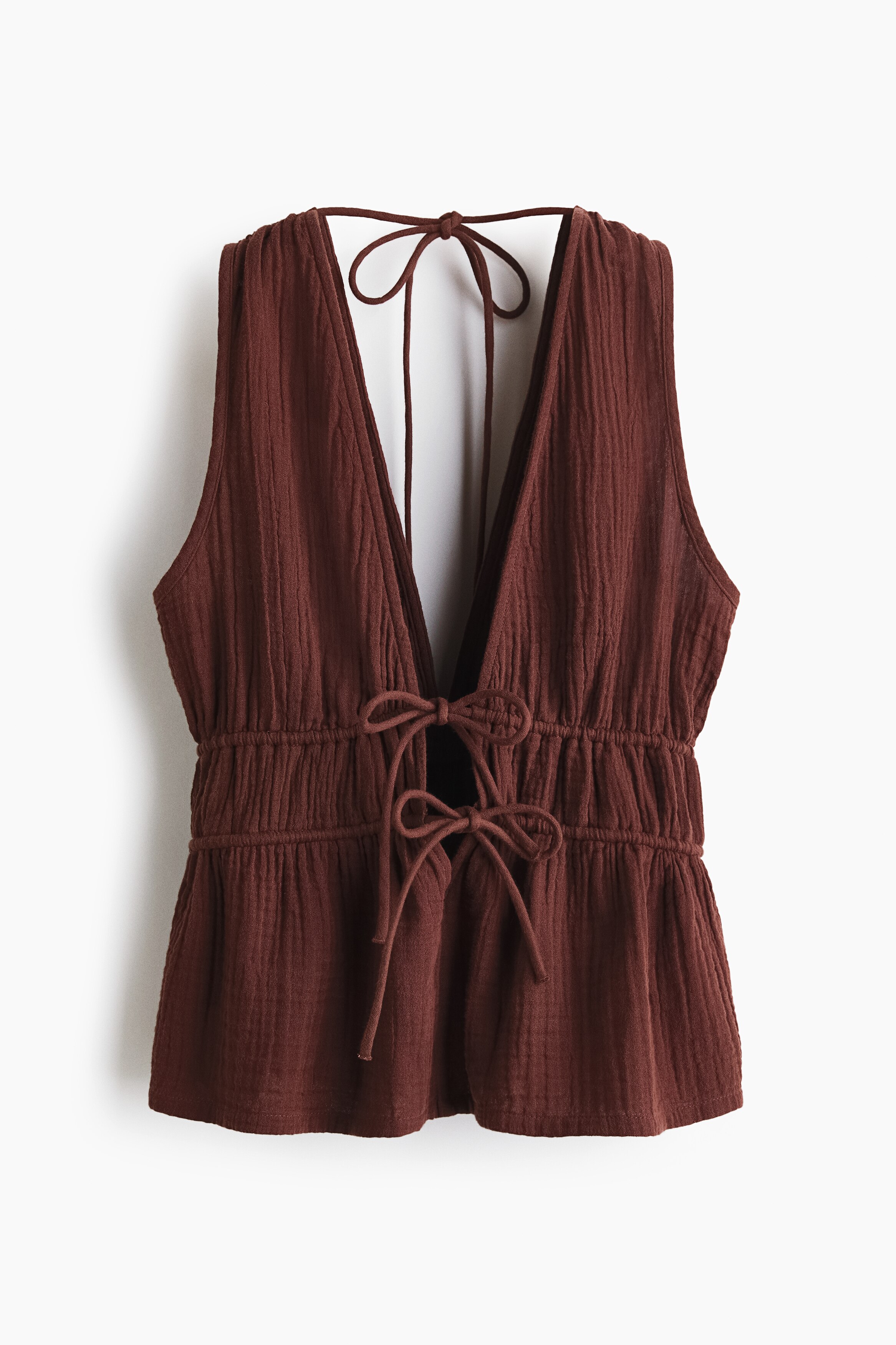 Cotton Muslin Beach Top - Dark brown