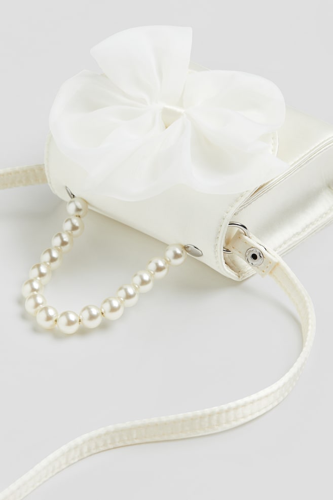 Bow-detail satin shoulder bag - White - 3