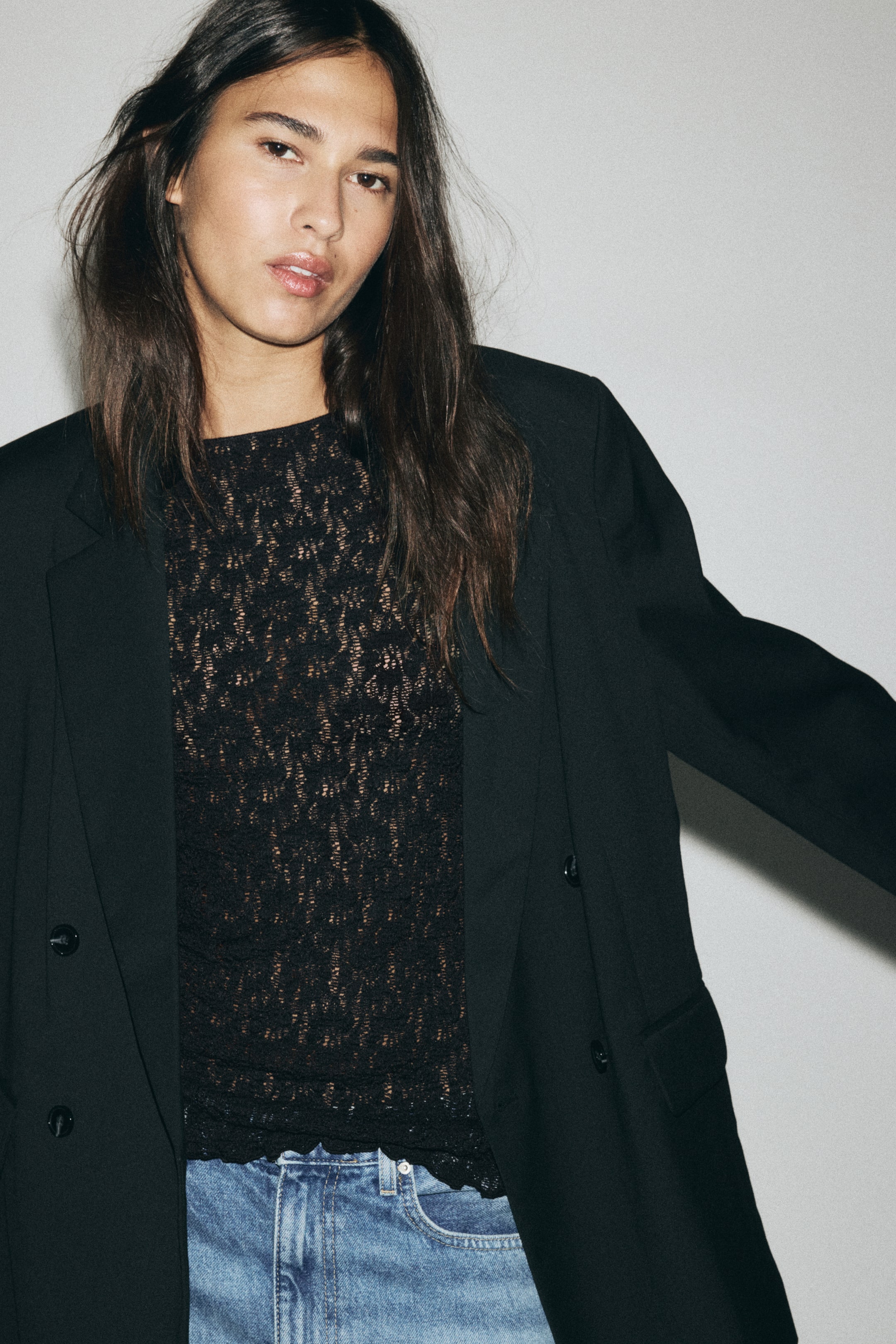 Visa större bild: Trikåtopp med spetslook - Svart - DAM | H&M SE 2