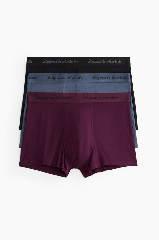3er-Pack Trunks aus Bambus - Mattblau/Weinrot/Schwarz/Dunkeltürkis/Braun/Blaugrün - 1