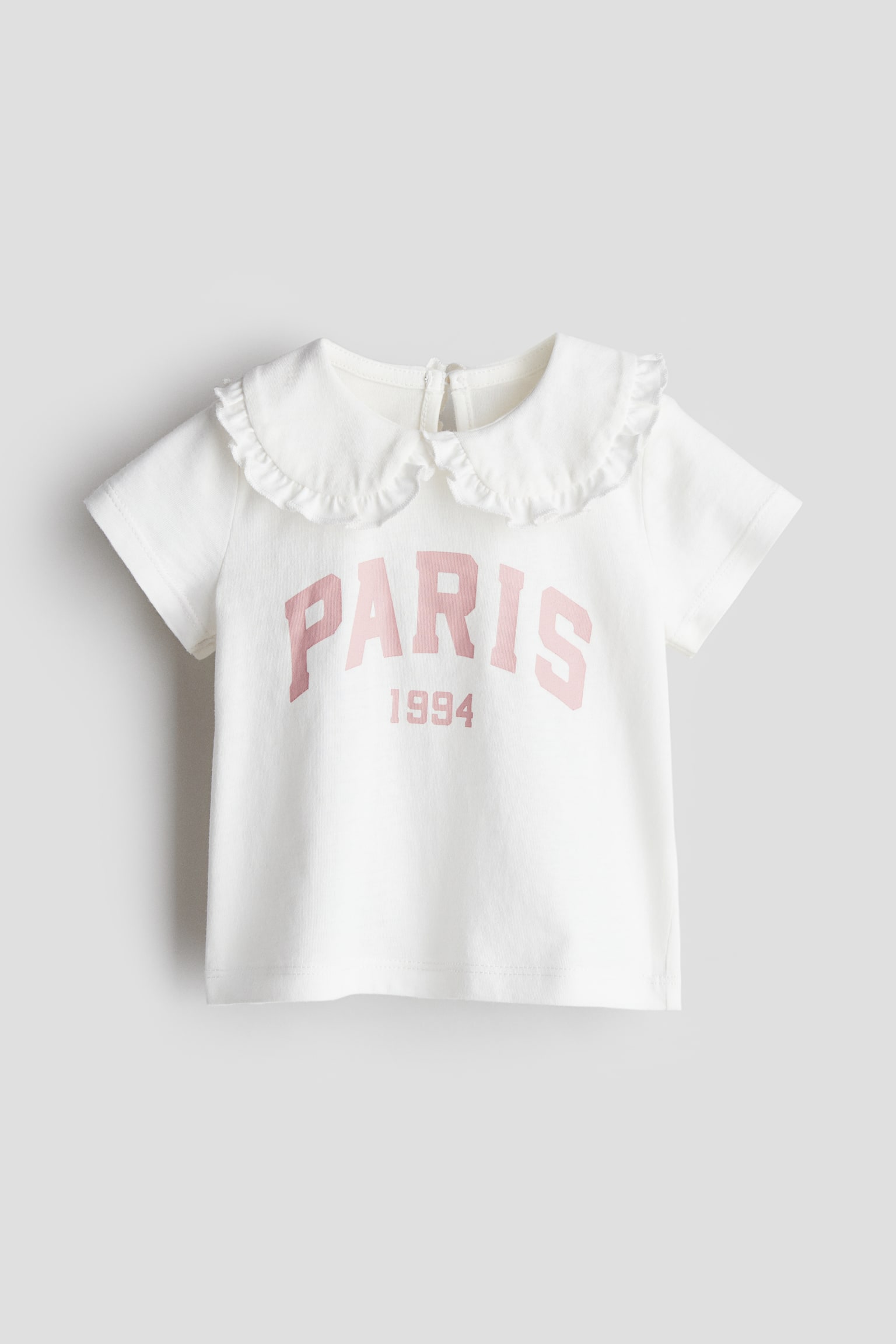 Collared cotton top - White/Paris/Light grey marl - 1