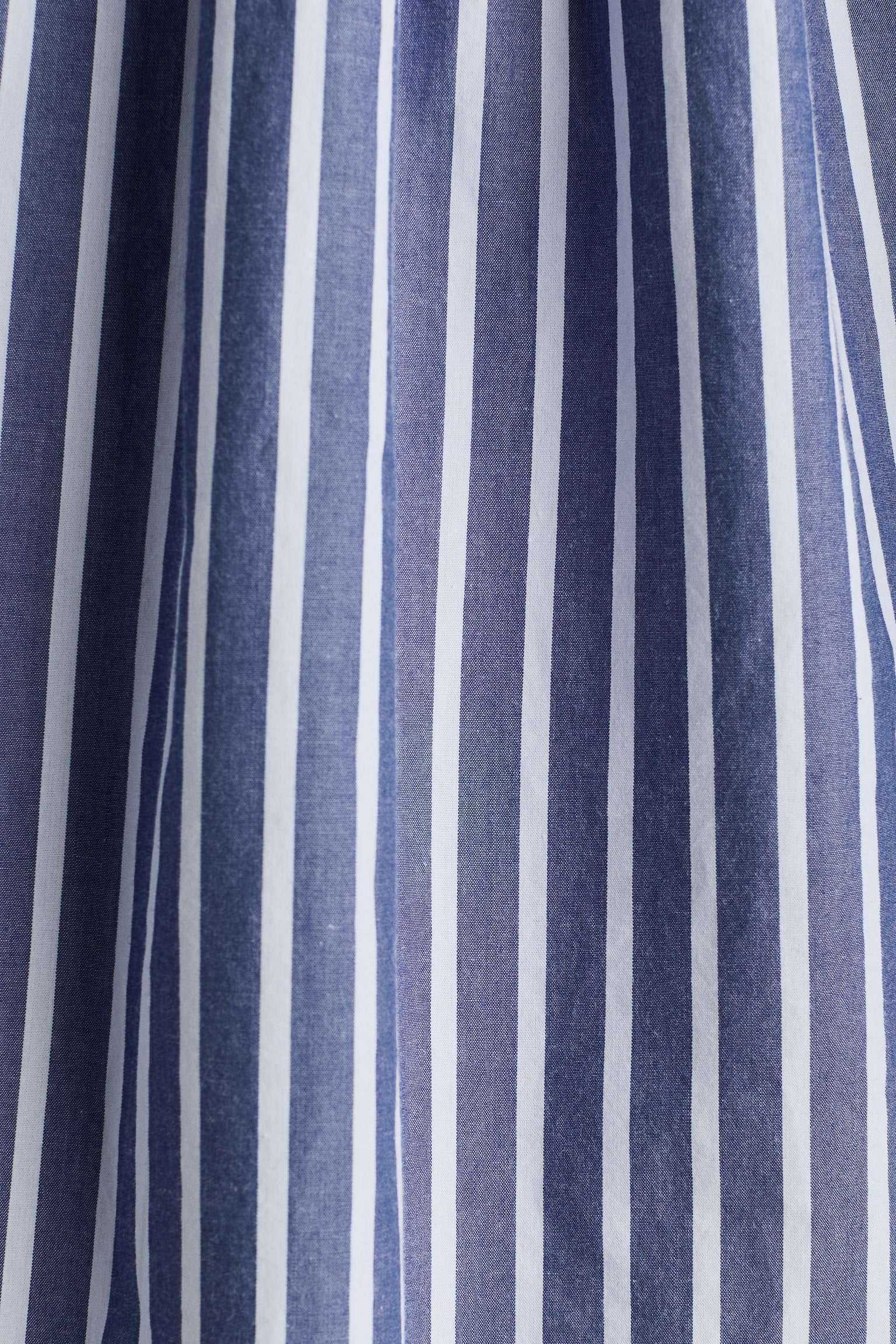 Frill-trimmed cotton blouse - Blue/Striped - 7