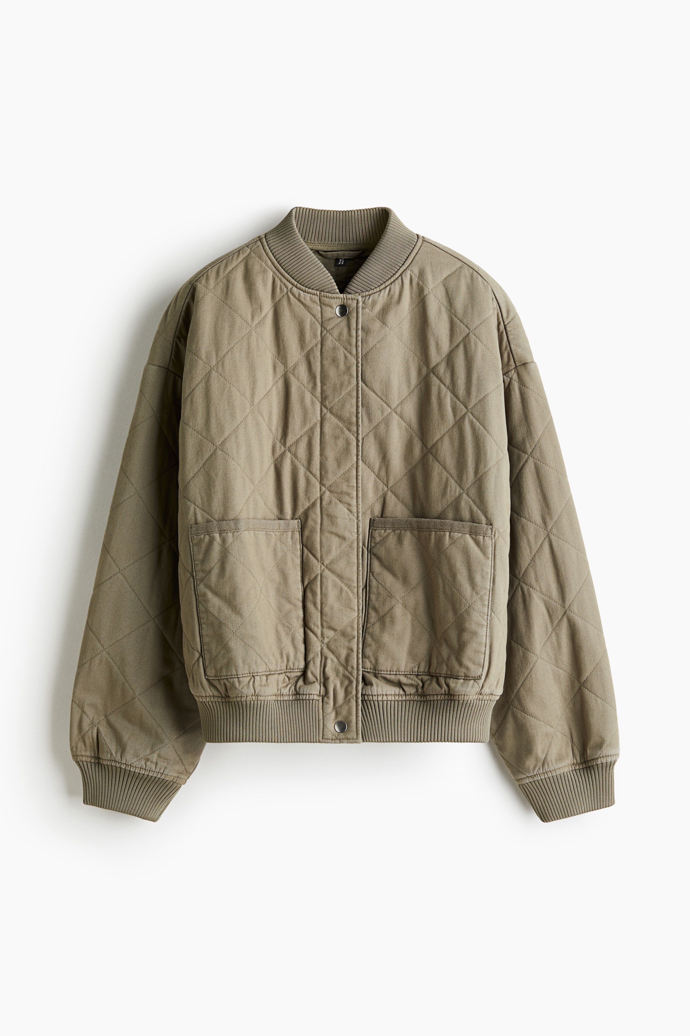 Quilted bomber jacket - Khaki green/Dark grey/Dark brown