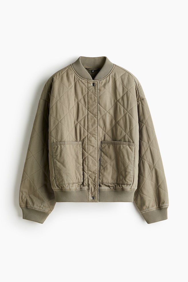Prošívaný bomber - Khaki zelená/Tmavě šedá/Tmavě hnědá - 1