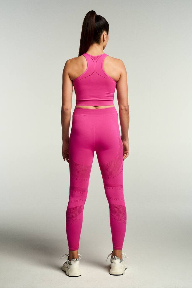 DryMove™ Seamless Cropped sports top - Cerise/Black/Teal/White - 4