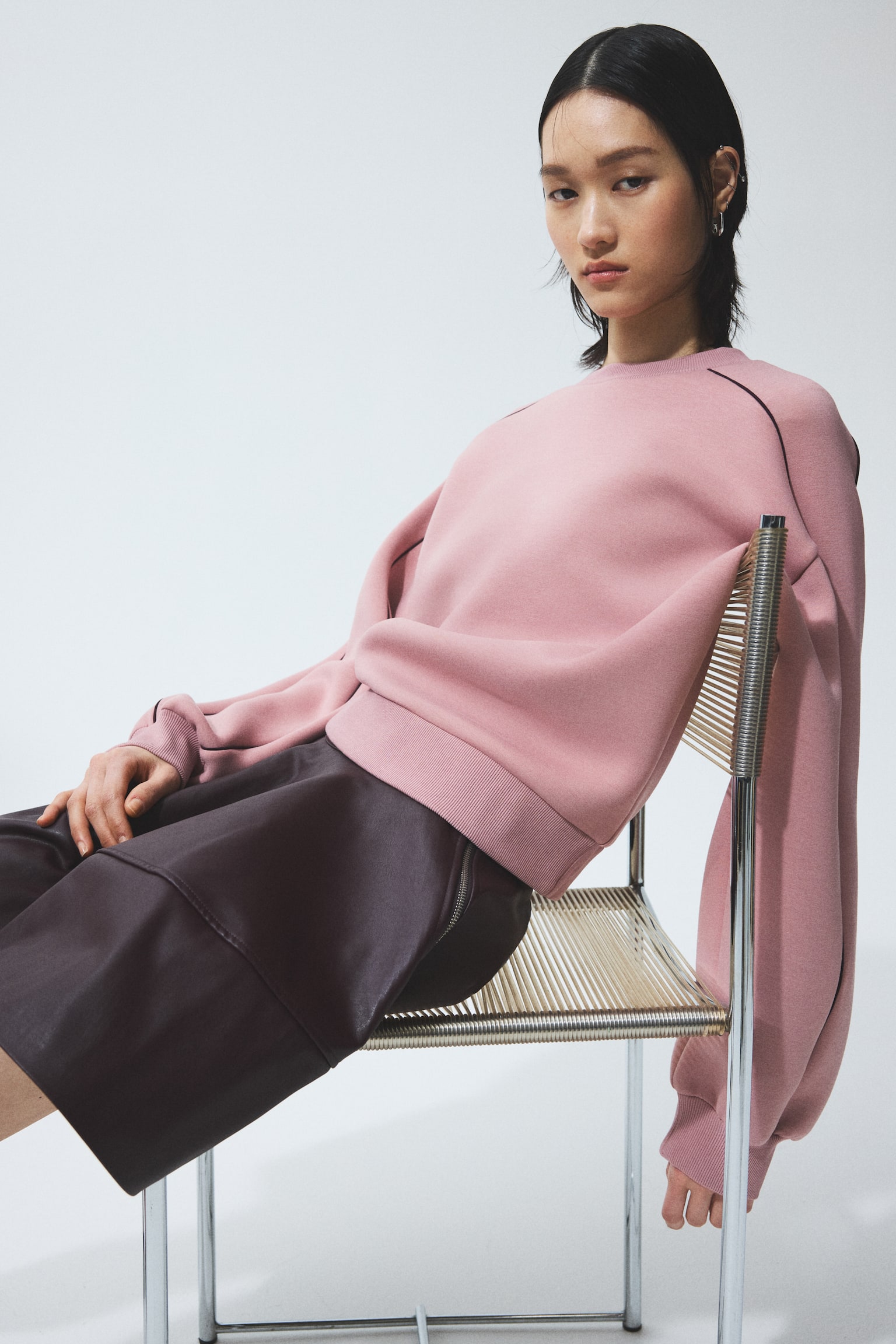 Scuba sweatshirt - Light pink - 1