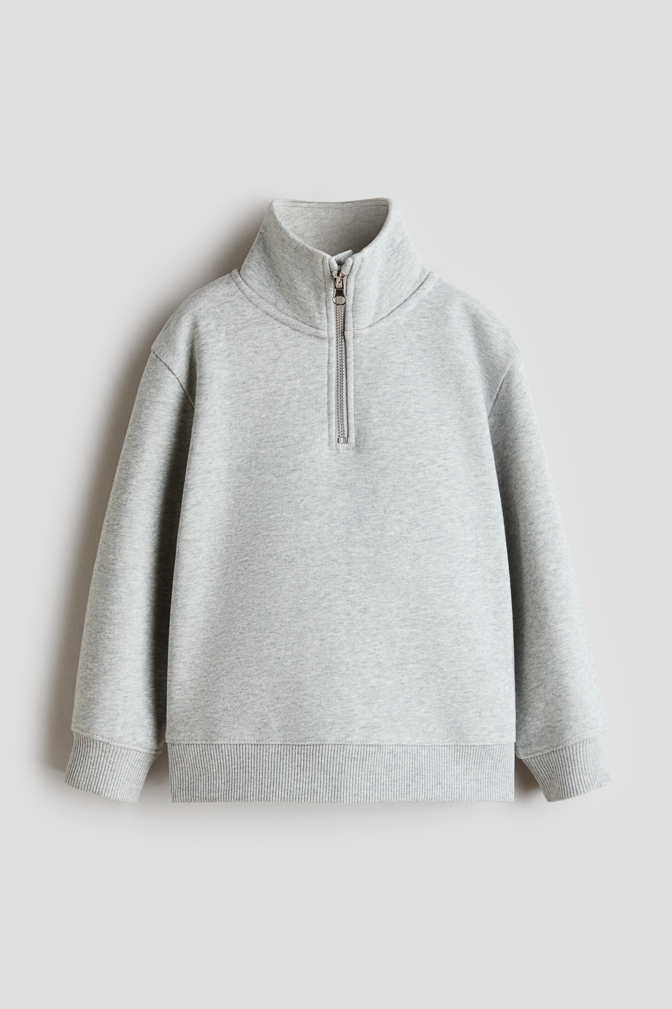 Cotton Half-Zip Sweatshirt - Light gray