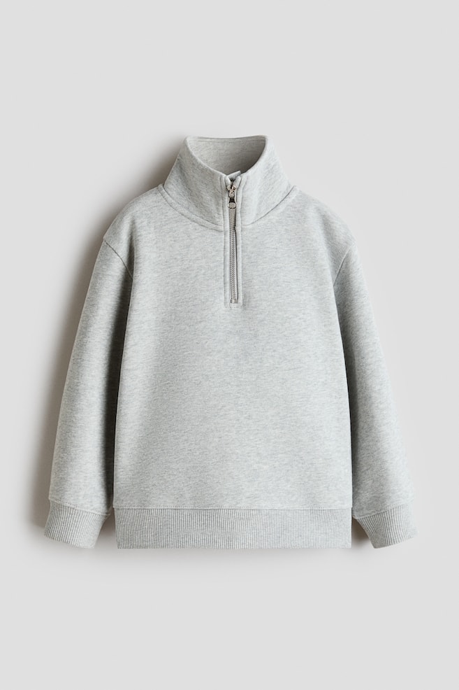 Sudadera de algodón con media cremallera - Gris claro - 1