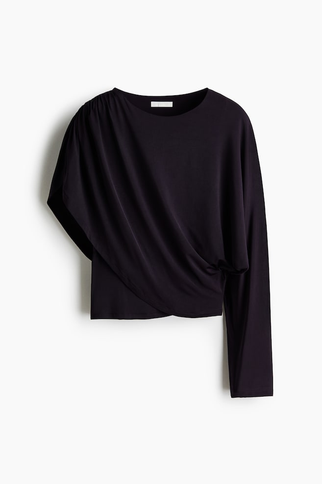 Asymmetric jersey top - Dark purple - 1