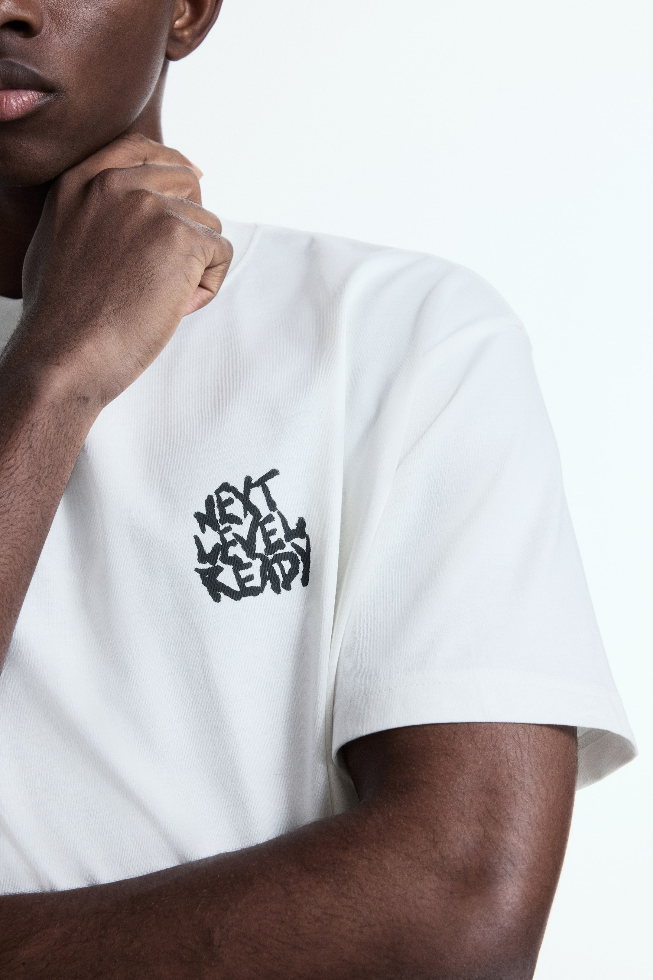 이미지 확대 보기: 루즈핏 프린트 티셔츠 - 화이트/Next level ready - Men | H&M KR 4