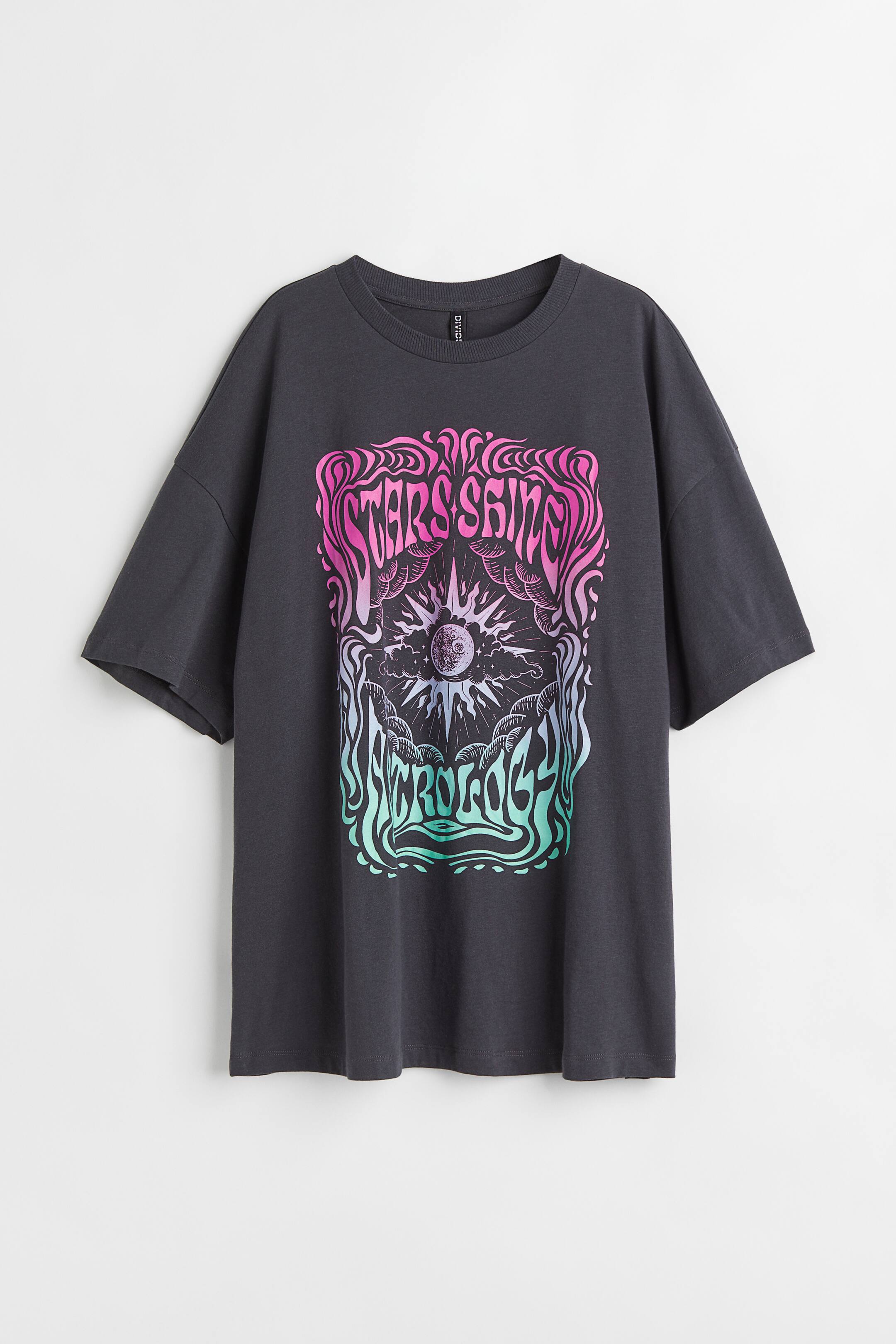 View larger image: Oversized printed T-shirt - Dark grey/Astrology - Ladies | H&M 1