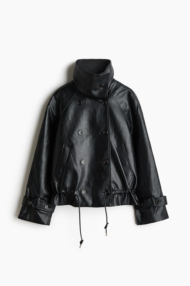 Beschichtete Jacke mit Trichterkragen - Schwarz - 1