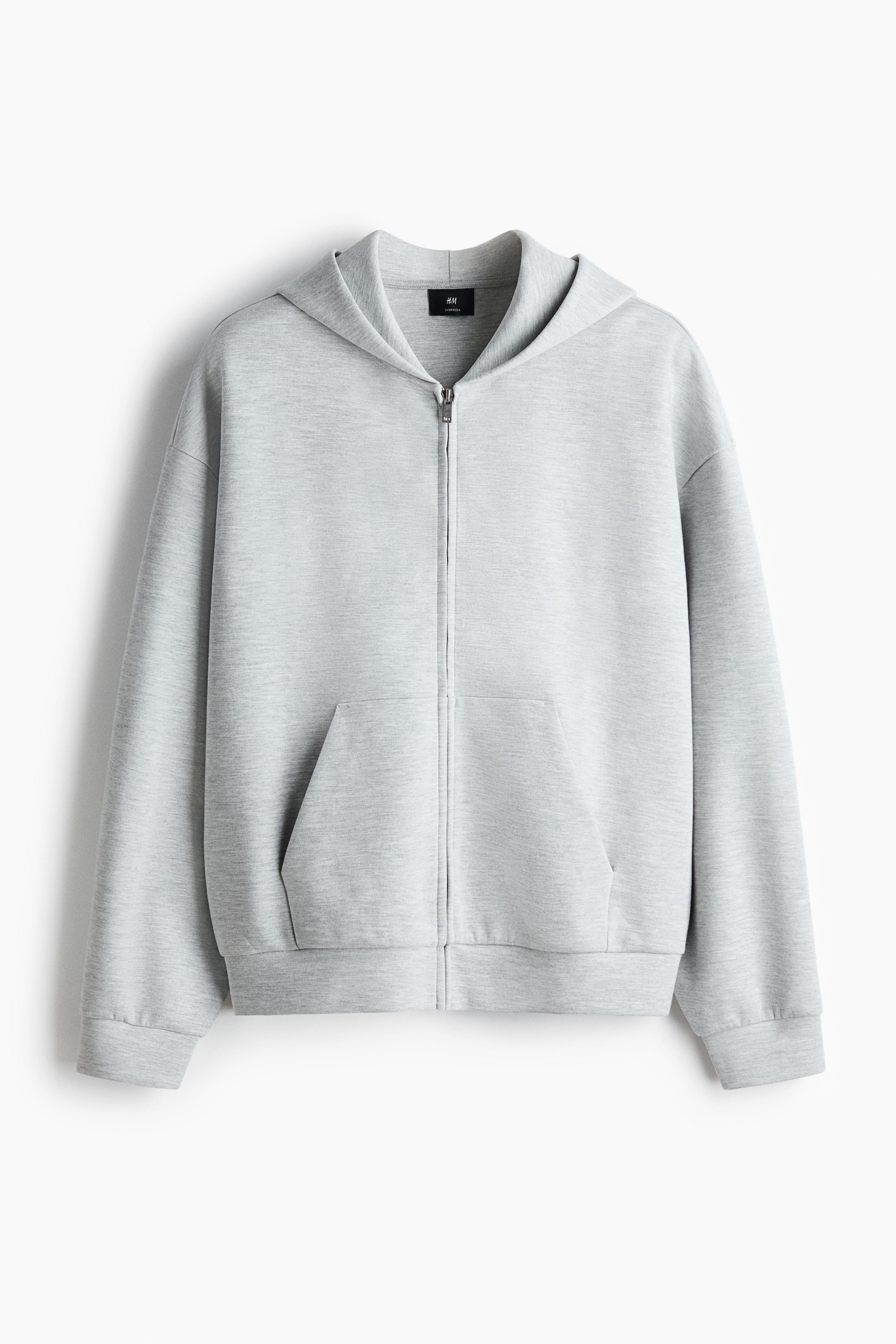 Munkjacka i interlock Oversized Fit - Ljusgråmelerad