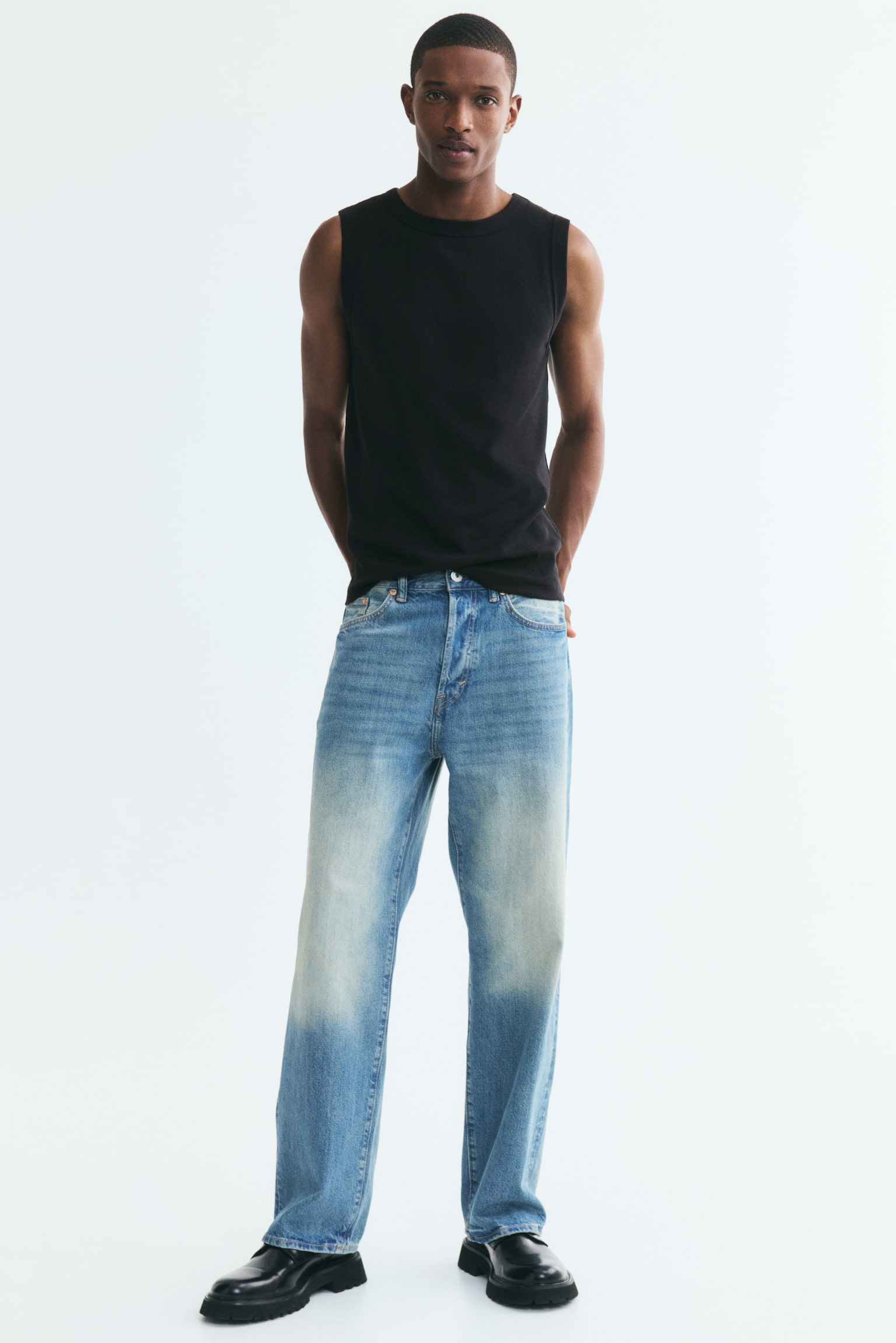 Мужской топ H&M Slim-Fit Ribbed Tank Top, цвет: Чёрный — фото 3