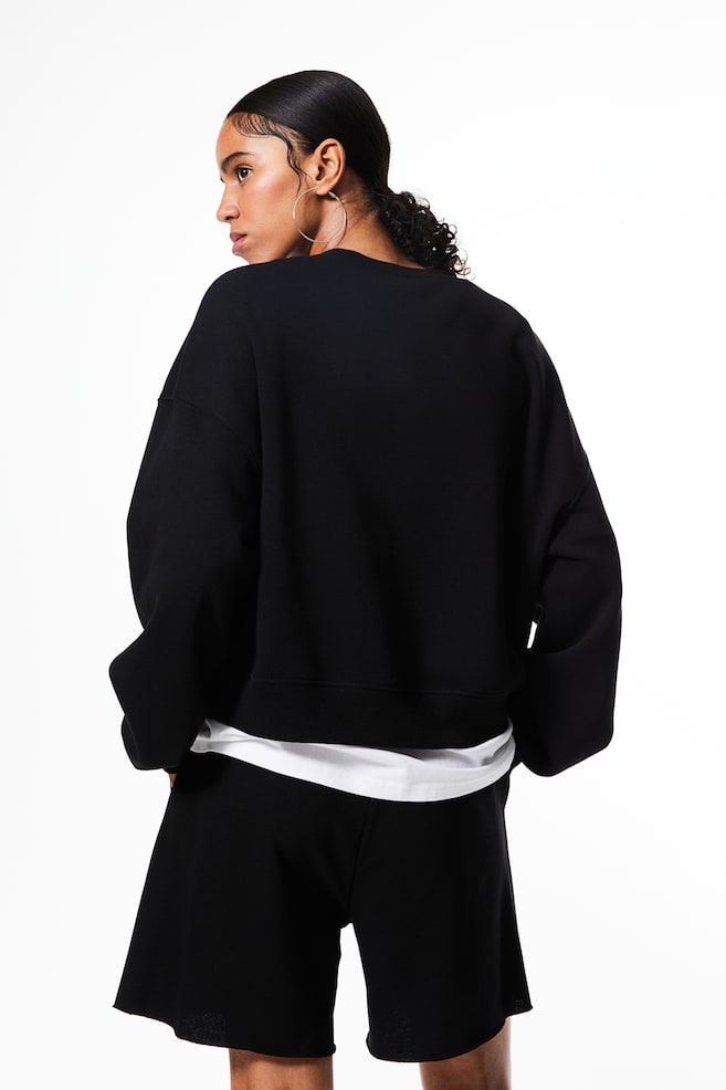Embroidered sweatshirt shorts - Black/White/Light grey marl - 4