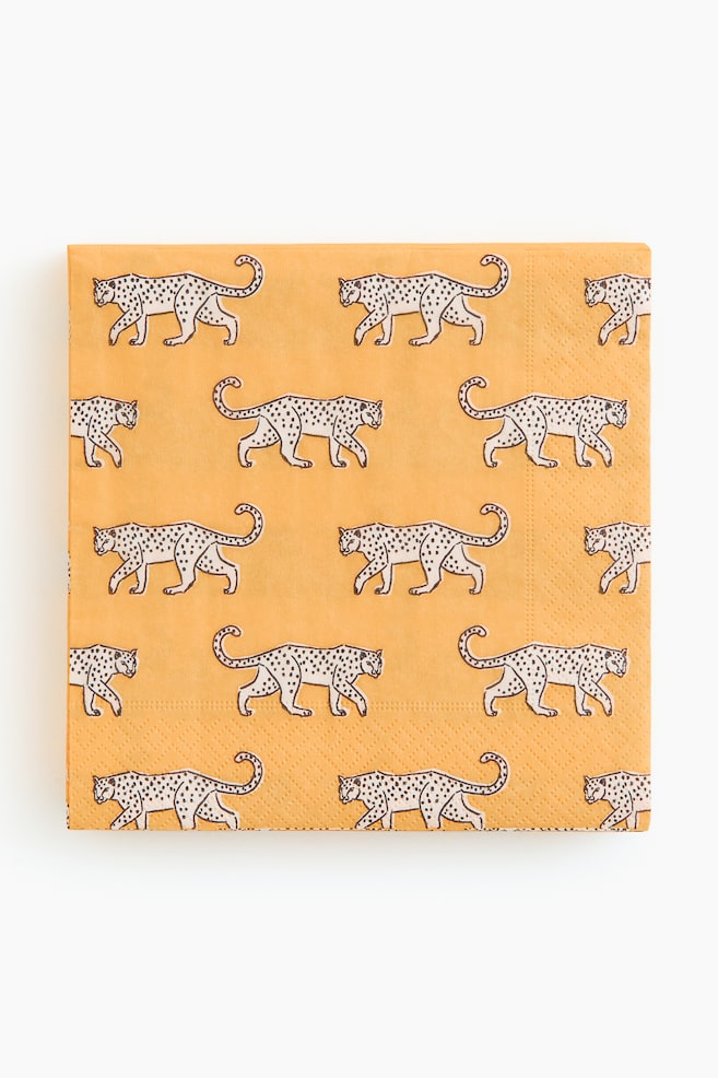 20-pack patterned paper napkins - Yellow/Leopards/Deep pink/Leopards/Natural white/Floral - 1