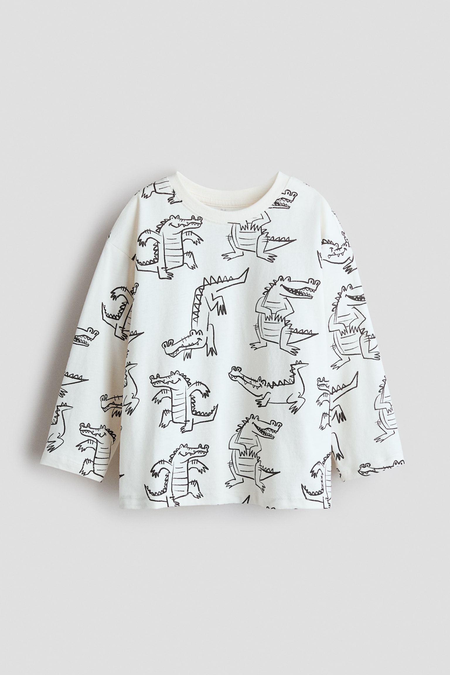 Print Long Sleeve Tee - White/Crocodiles/Navy blue/Crocodile/Dark red/Soho - 1