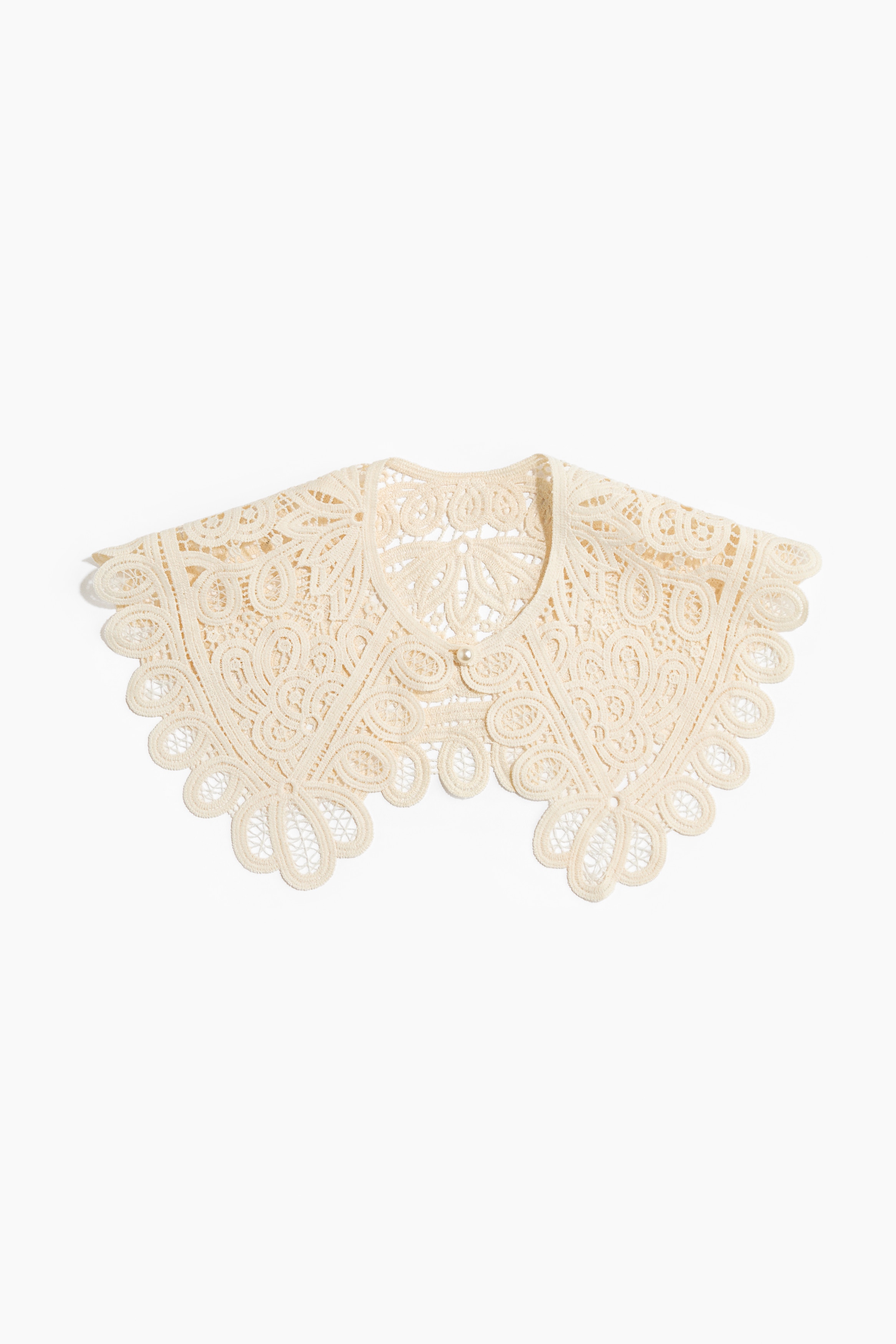 Crochet-Look Collar - Cream