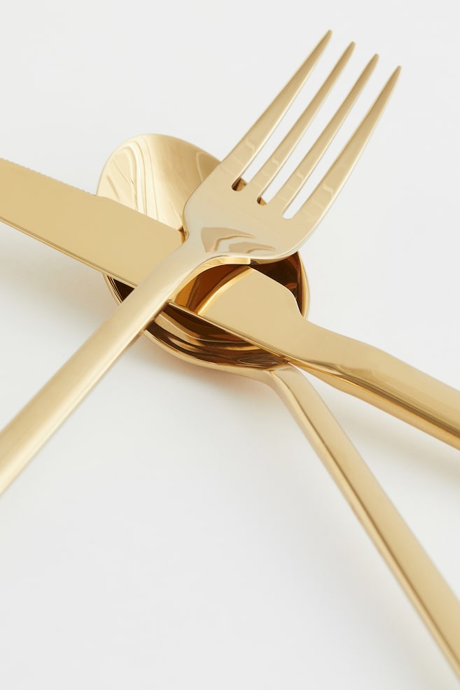 3-pack cutlery - Gold-coloured/Polished/Gold-coloured/Matt/Black/Matt/Silver-coloured/Matt/dc - 3