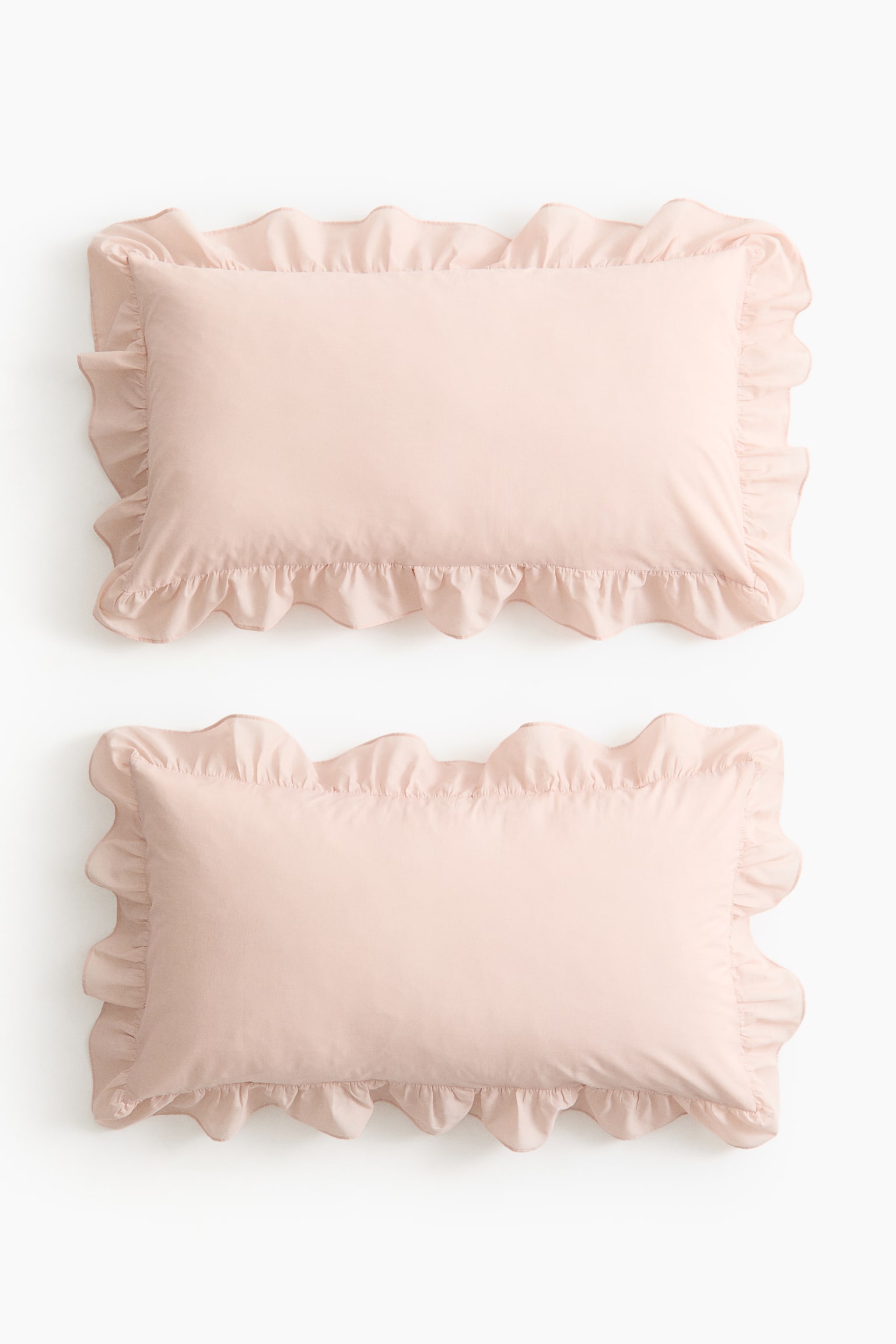 2-pack frill-trimmed pillowcases - Powder pink/White - 1