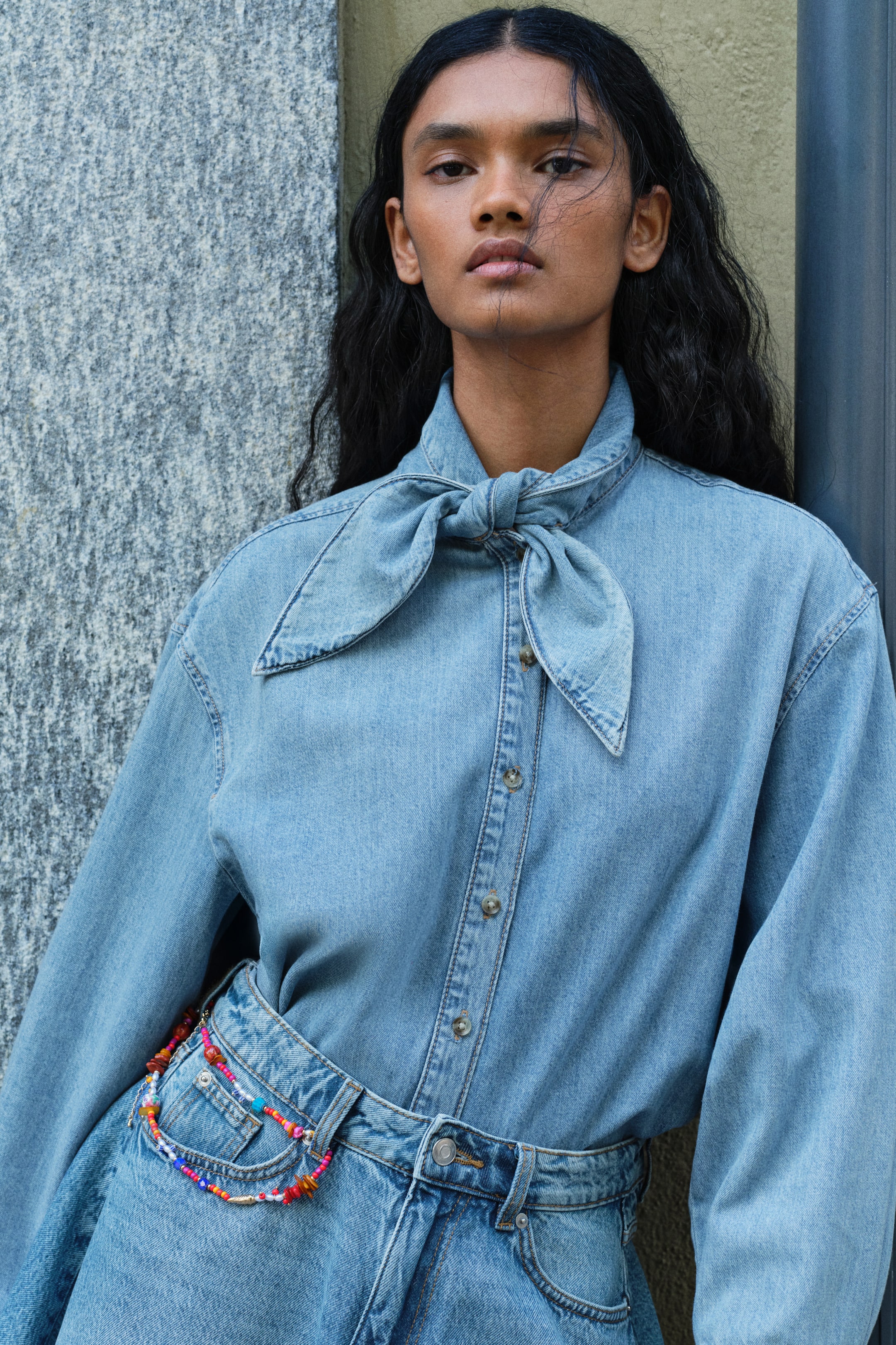 Scarf-Collar Shirt