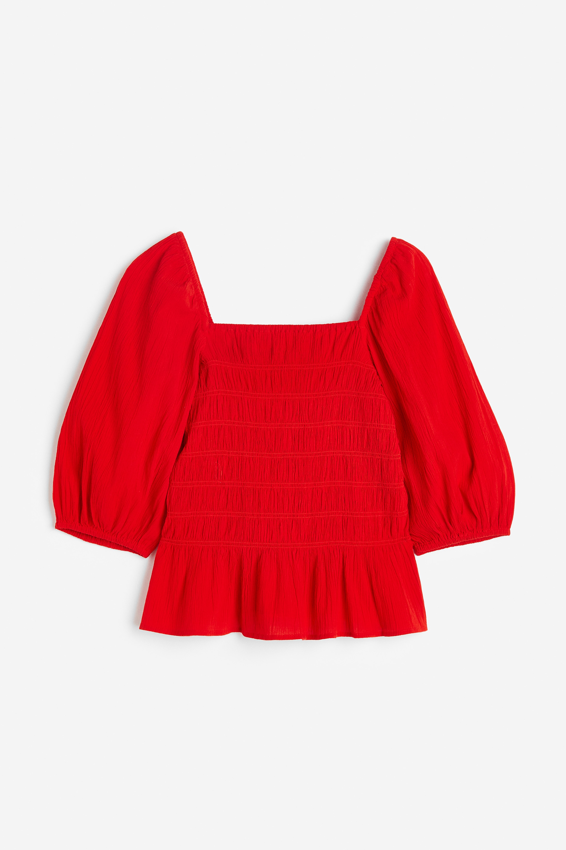 red smocked top