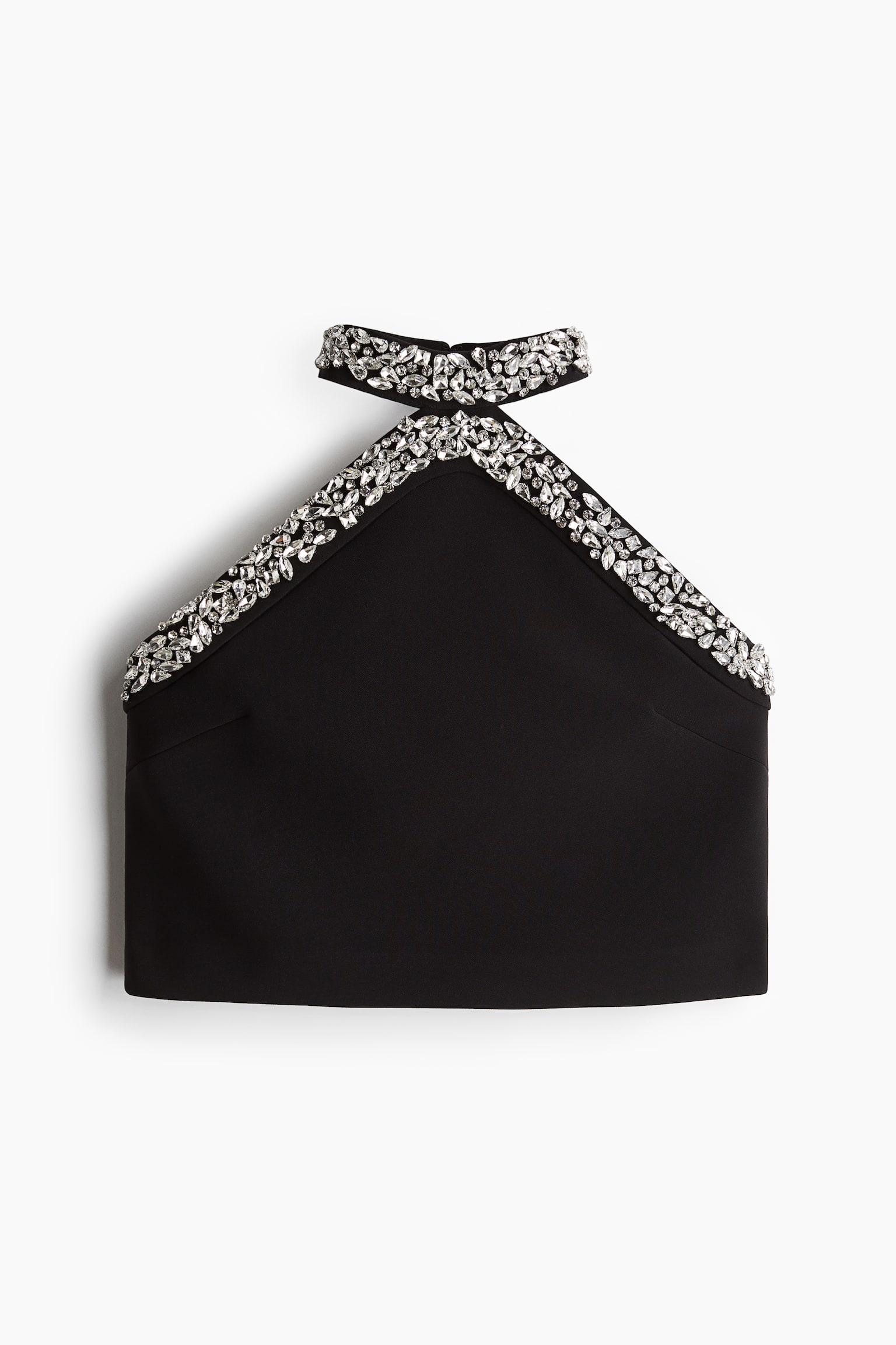 Rhinestone-embellished halterneck top - Black - 2