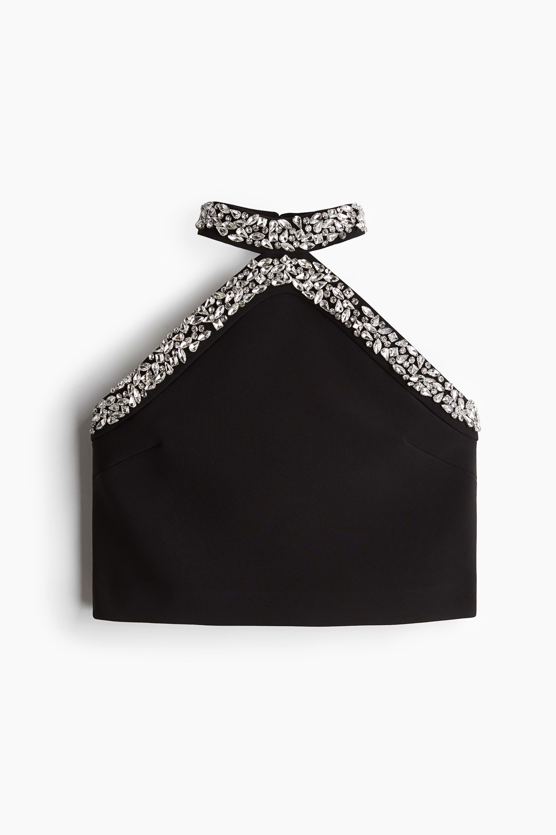 Rhinestone-Embellished Halterneck Top