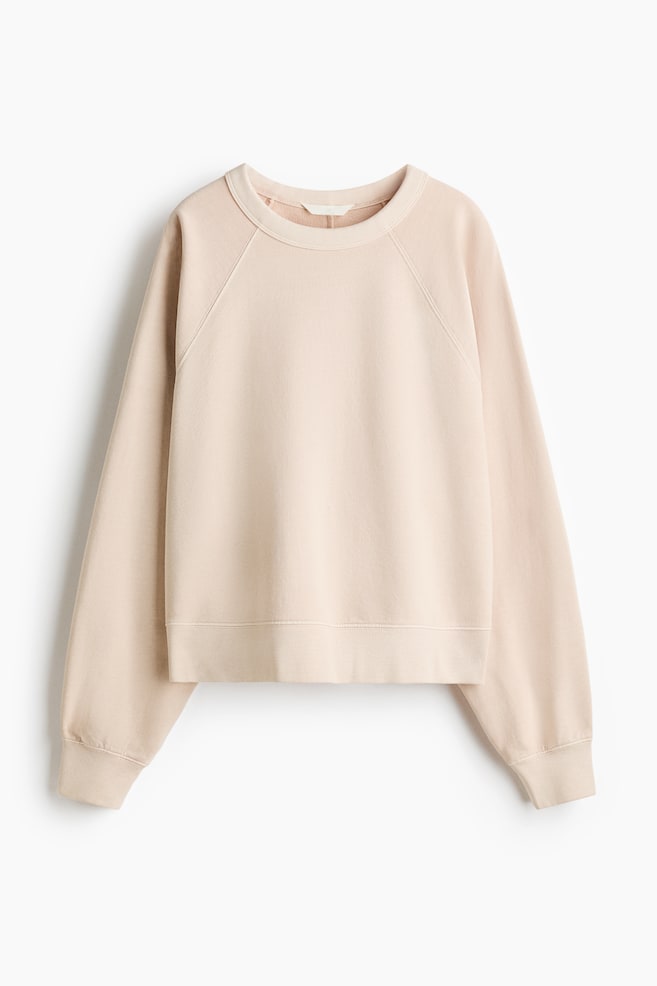 Oversized Cotton Sweatshirt - Light beige - 1