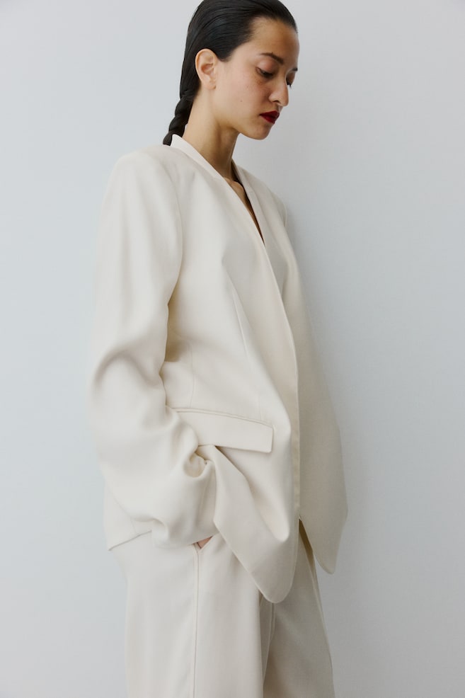 Oversized Blazer-Cream - 4