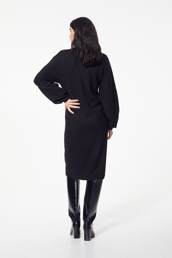 MAMA Knitted dress - Black/Beige marl/Cream - 6