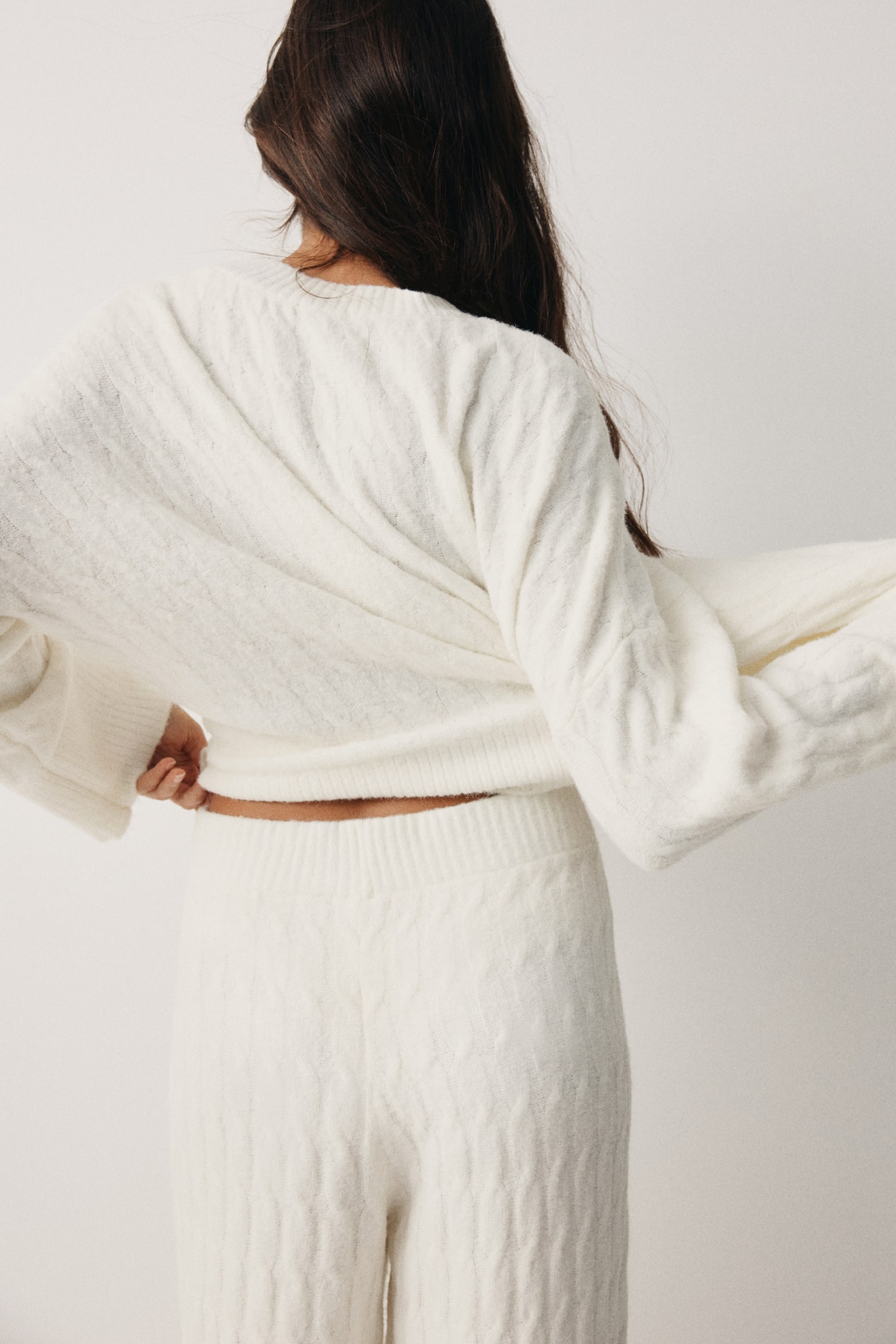 Pullover in maglia a trecce - Bianco/Beige scuro mélange/Beige/Grigio chiaro mélange