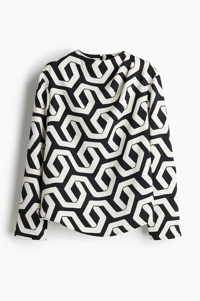 Blouse en twill - Black/Patterned - 1