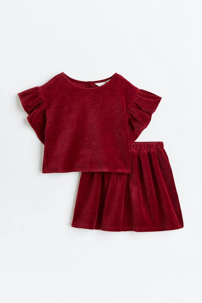 2-piece top and skirt set - Dark red - 1