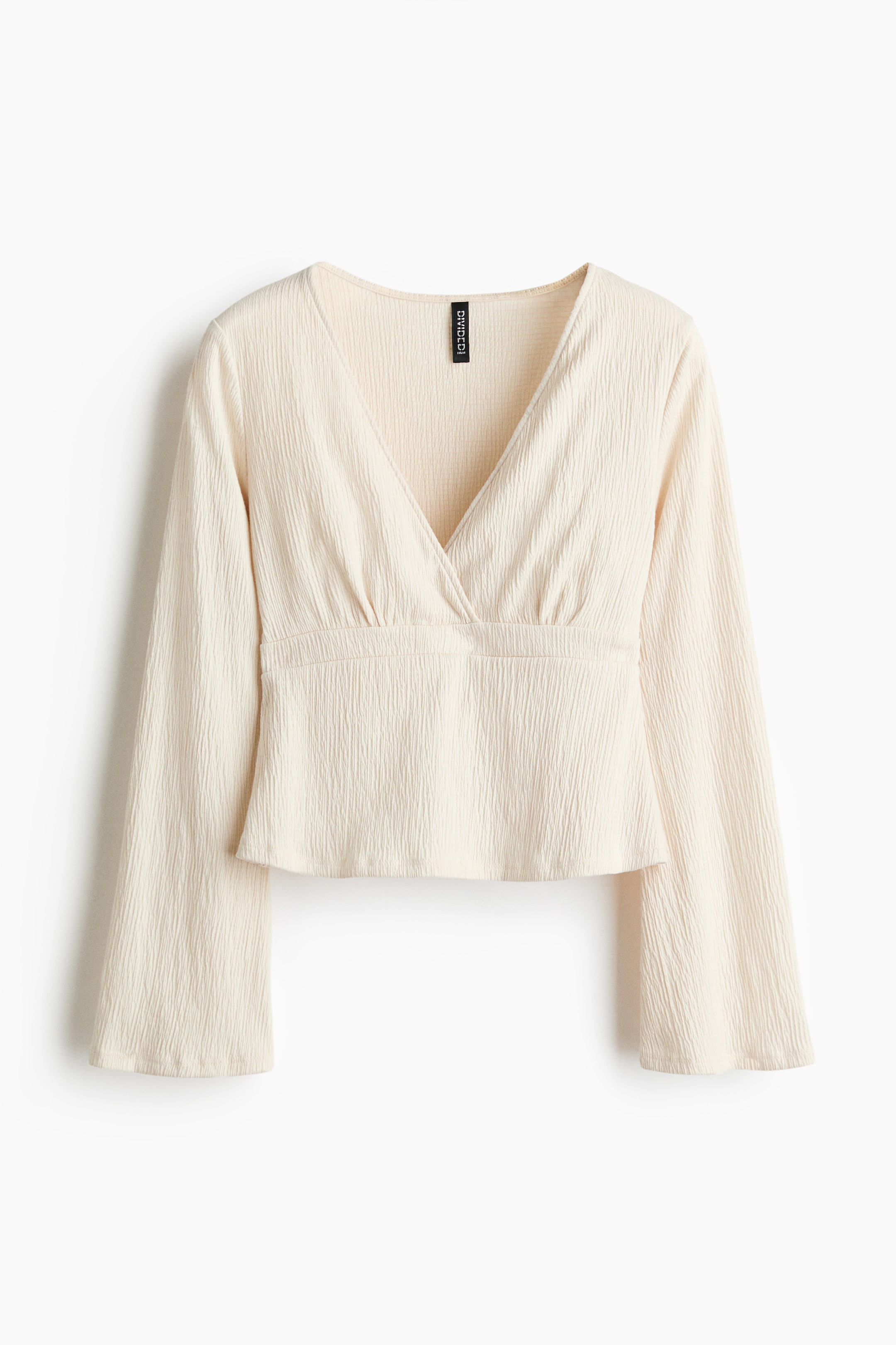 View larger image: Textured-knit tie-detail top - Light beige - Ladies | H&M IN 1