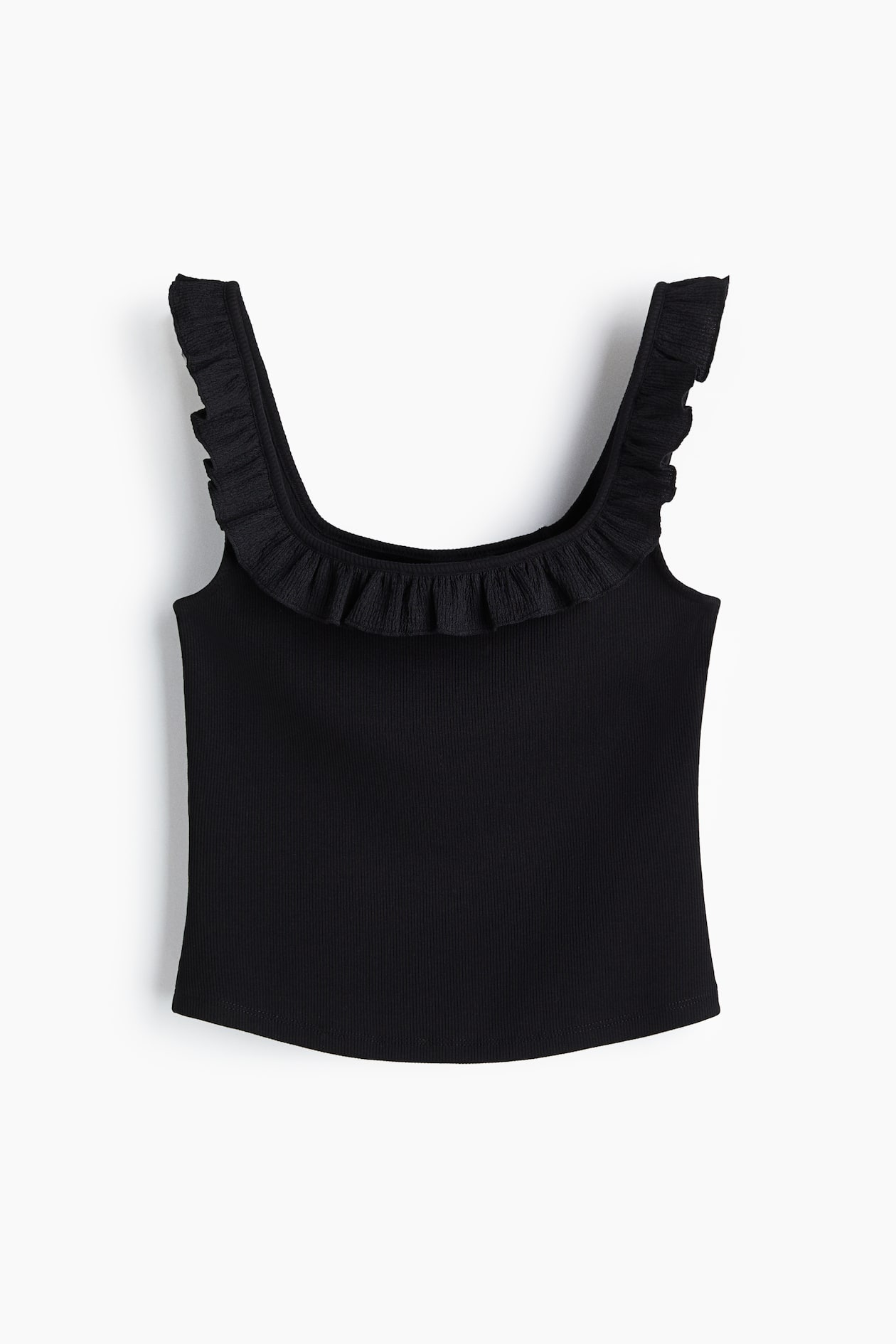 Débardeur Noir à Volants Esprit Taille S - Occasion Très Bon état, Style Féminin