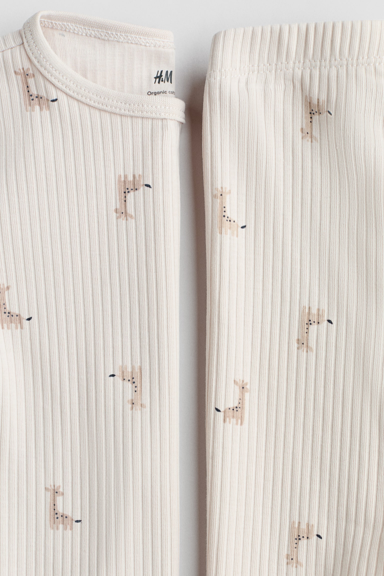 Ribbed Cotton Set - Light beige/giraffes/Light purple/Dusty green/Light beige/leopard print/Red/Light pink/cherries/Light pink/cherries/White/hearts/Dark gray/Light beige/white striped/Beige/Light green/frogs/Light beige/White/dark gray/Pink/Light pink/White/striped/Gray/striped/Green/Navy blue/striped/Light purple/Beige/hearts/Dark gray - 2