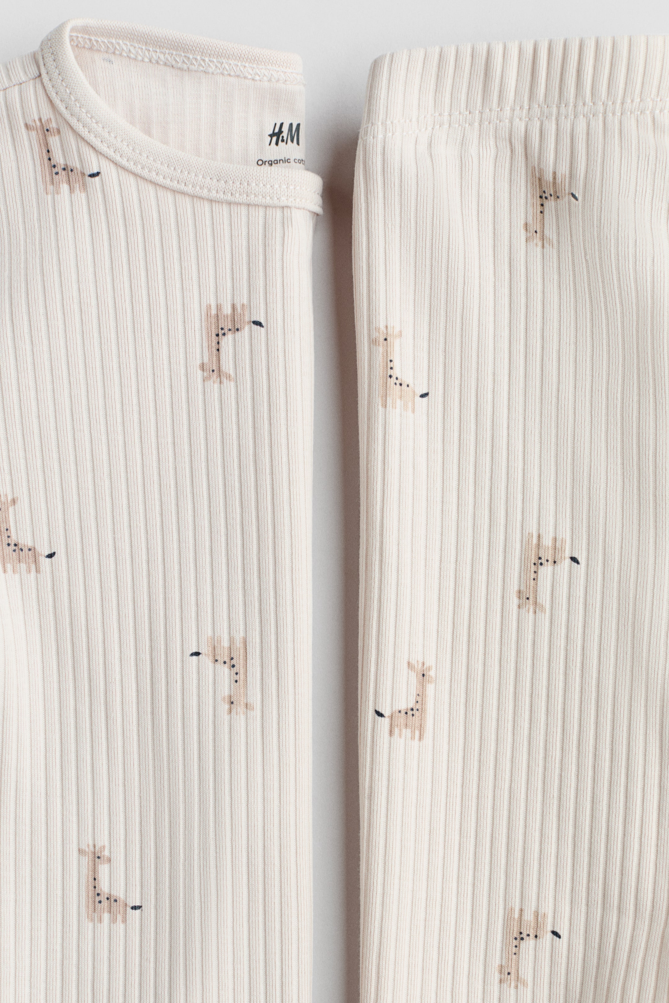 View larger image: Ribbed Cotton Set - Light beige/giraffes - Kids | H&M US 2