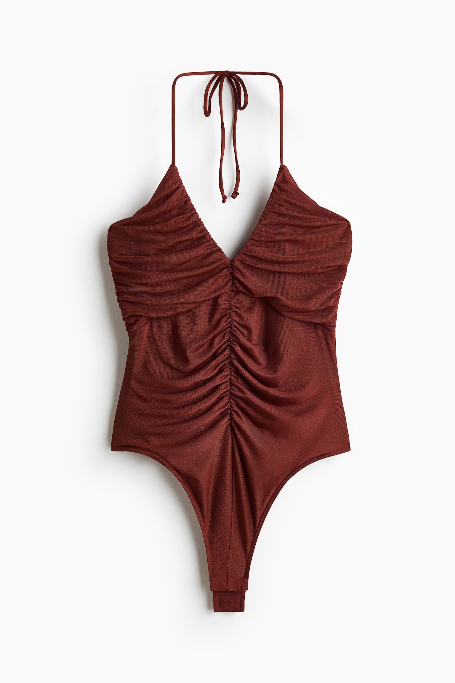 Gathered halterneck thong body - Rust brown - 2