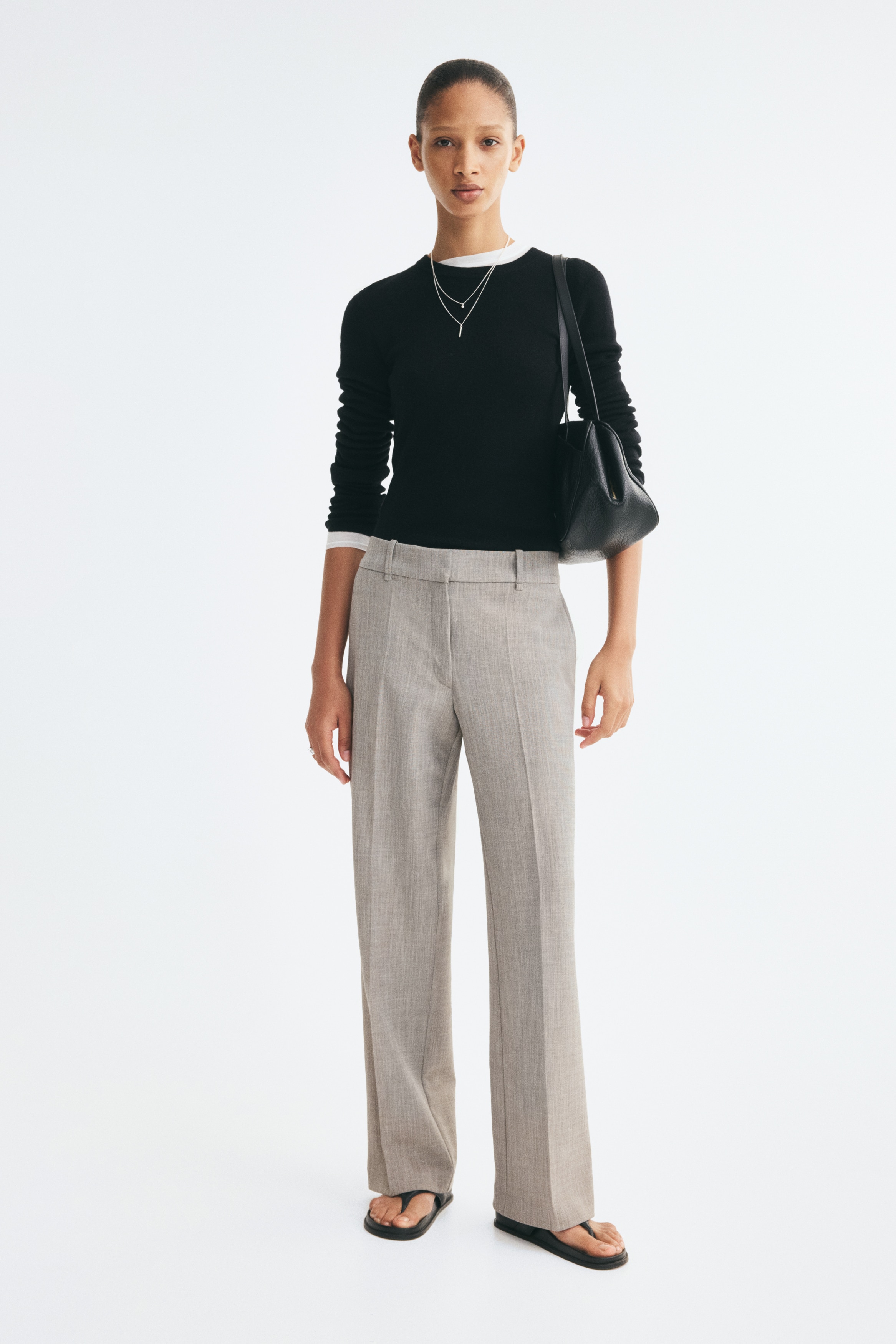 Twill pantalon - Greige/Donkergrijs/Zwart