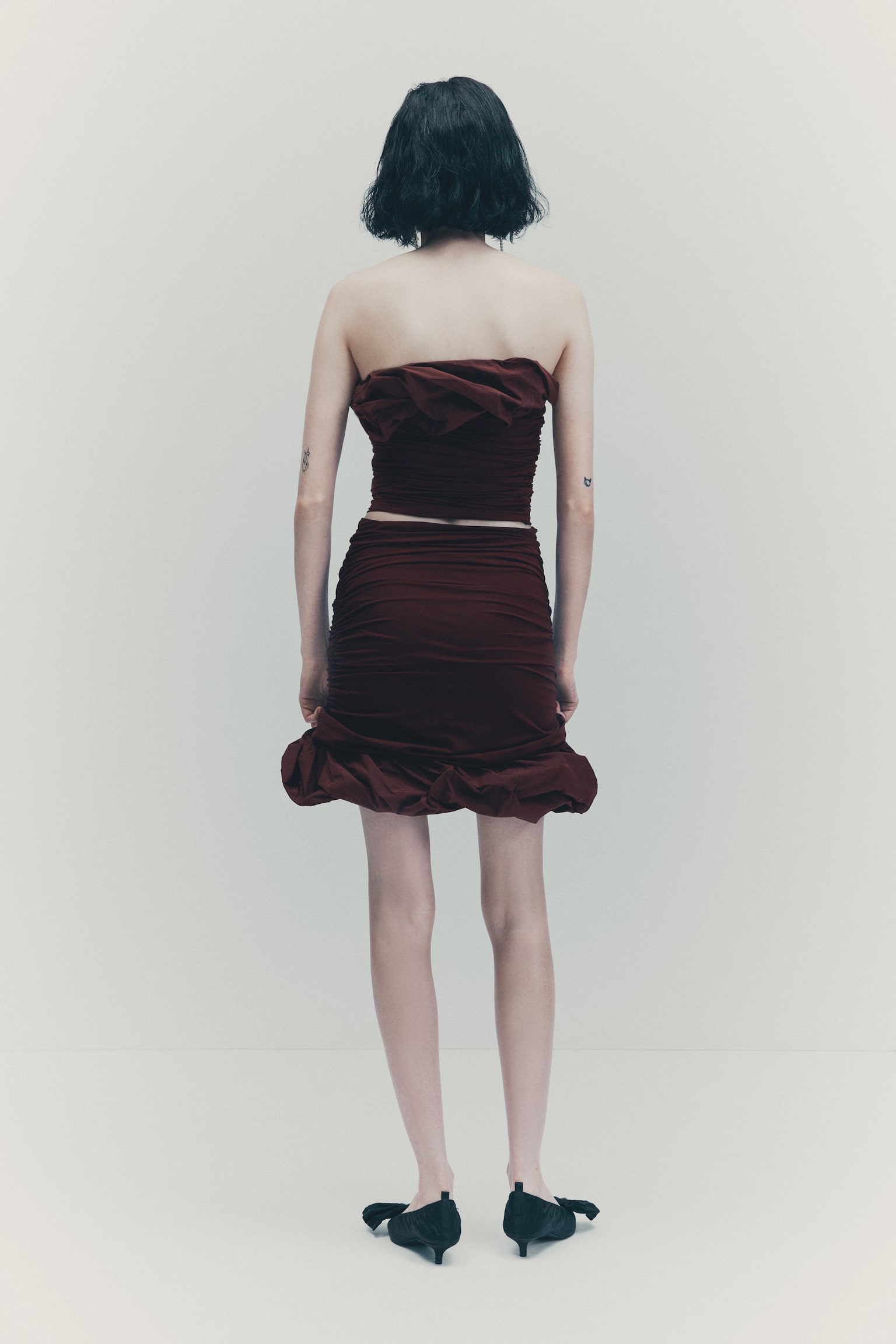 Nariasená sukňa - Burgundská červená - 5