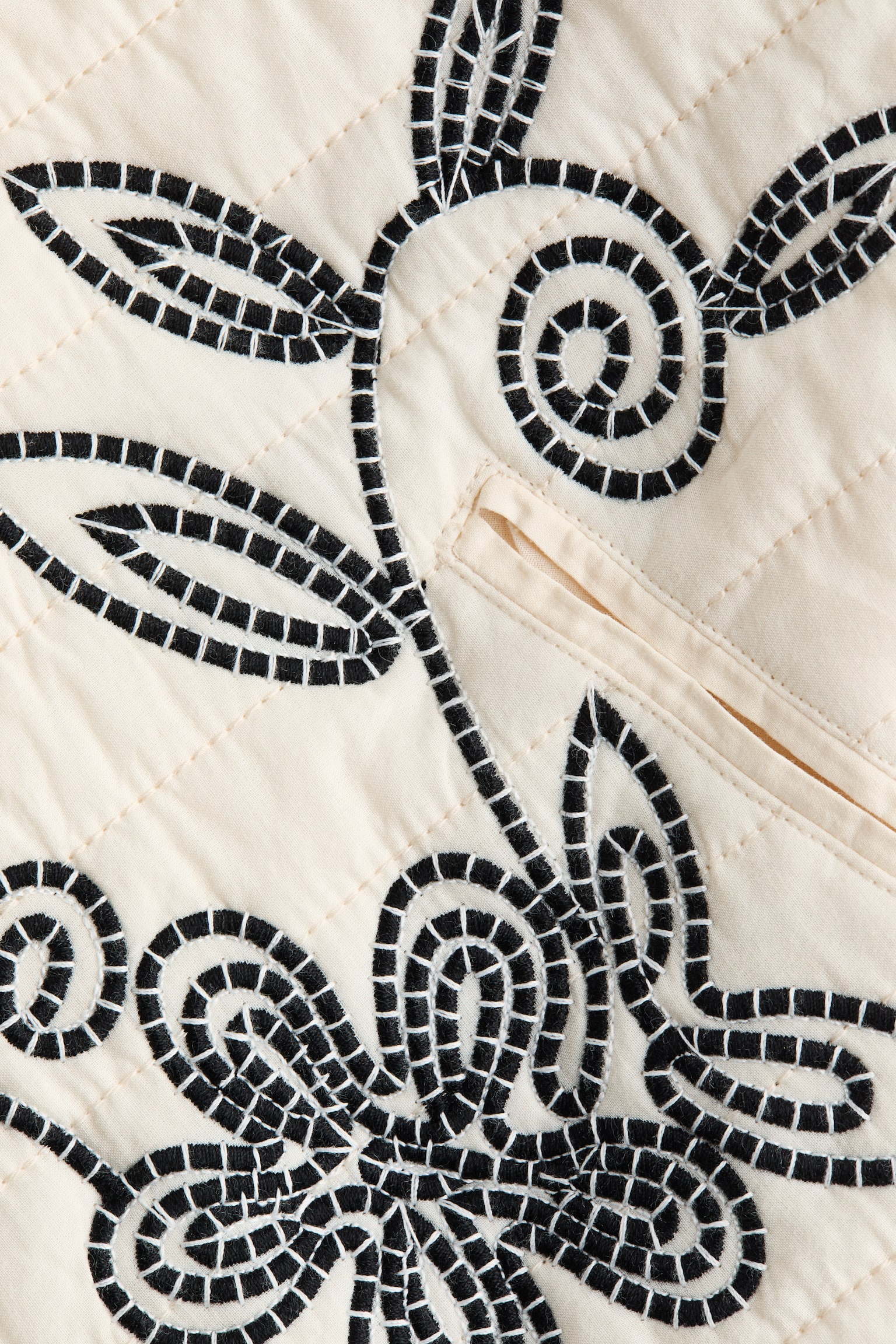 Embroidered cotton jacket - Cream - 3