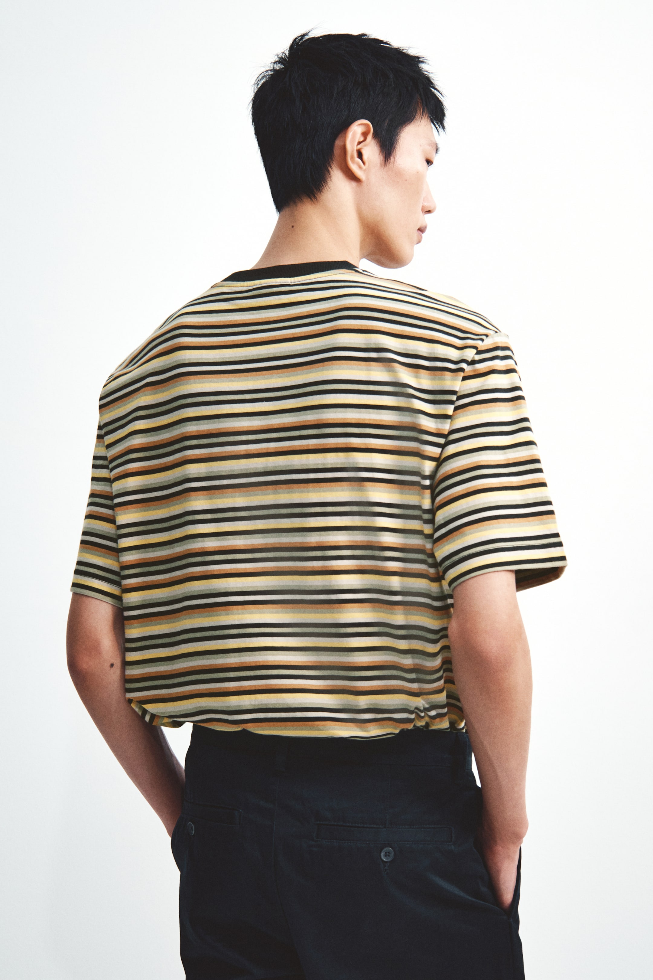 View larger image: Cotton T-shirt - Black/Striped - Men | H&M MY 3