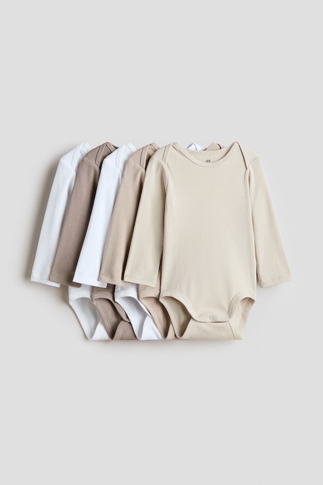 5-pack bodysuits - White/Beige/White/White/Grey/Black/Navy blue/Dark red/Light pink/White/Blue/Green - 1