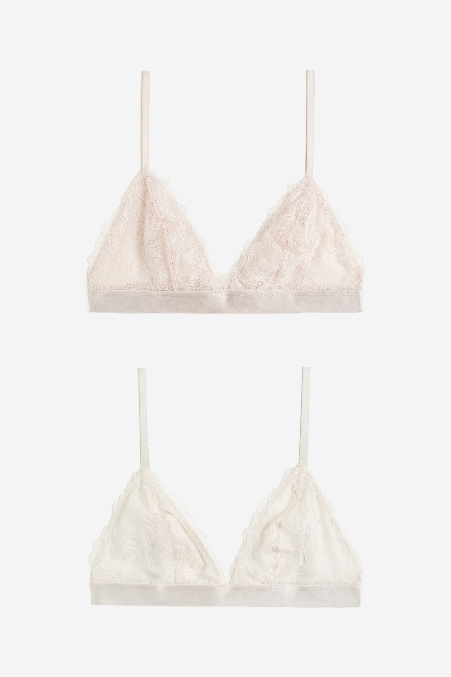 2-pack Non Padded Lace Soft Bras - Powder pink/Cream/Dark grey/White - 1