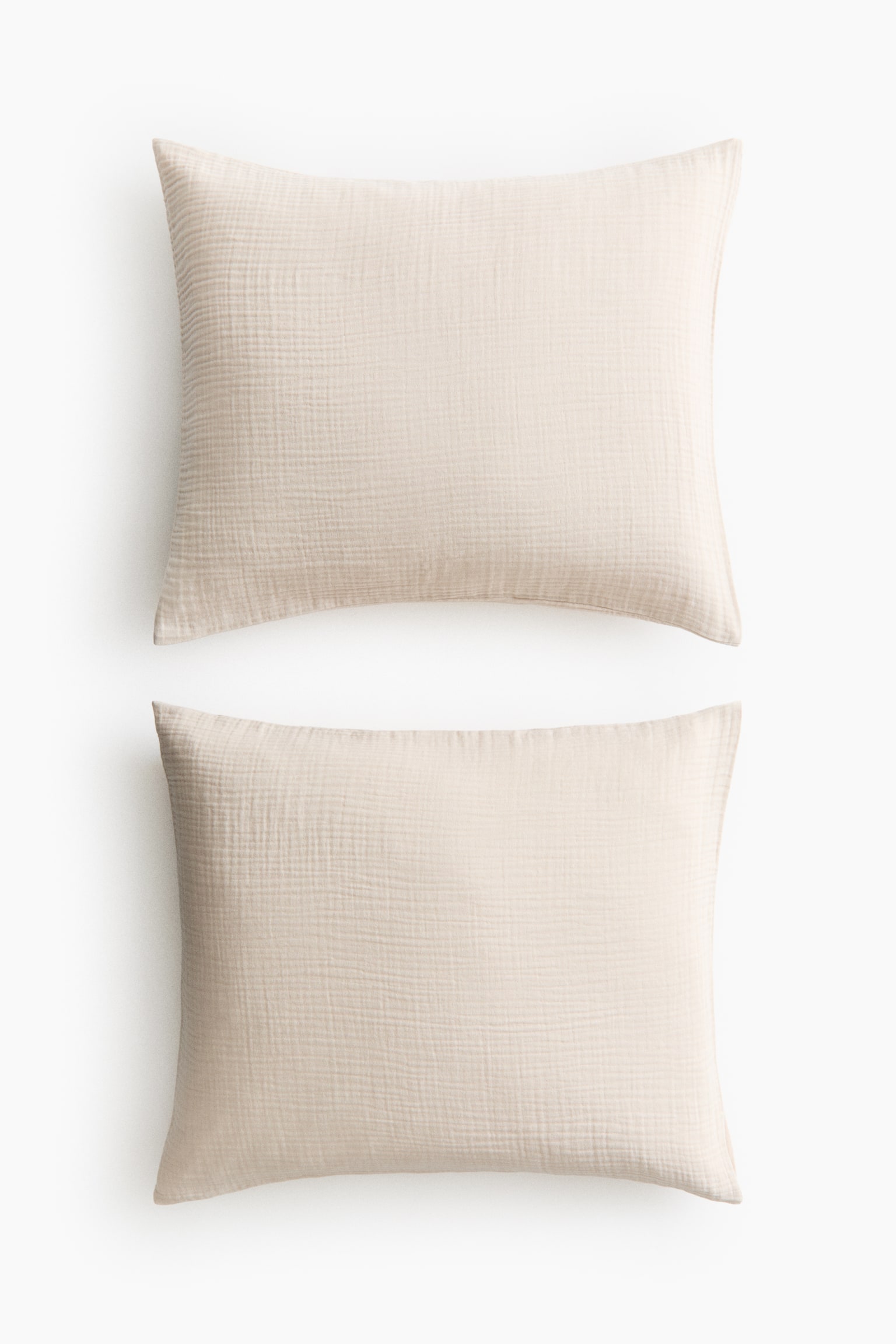 2-pack cotton muslin pillowcases - Light dusty beige/White/Green/Mole - 1
