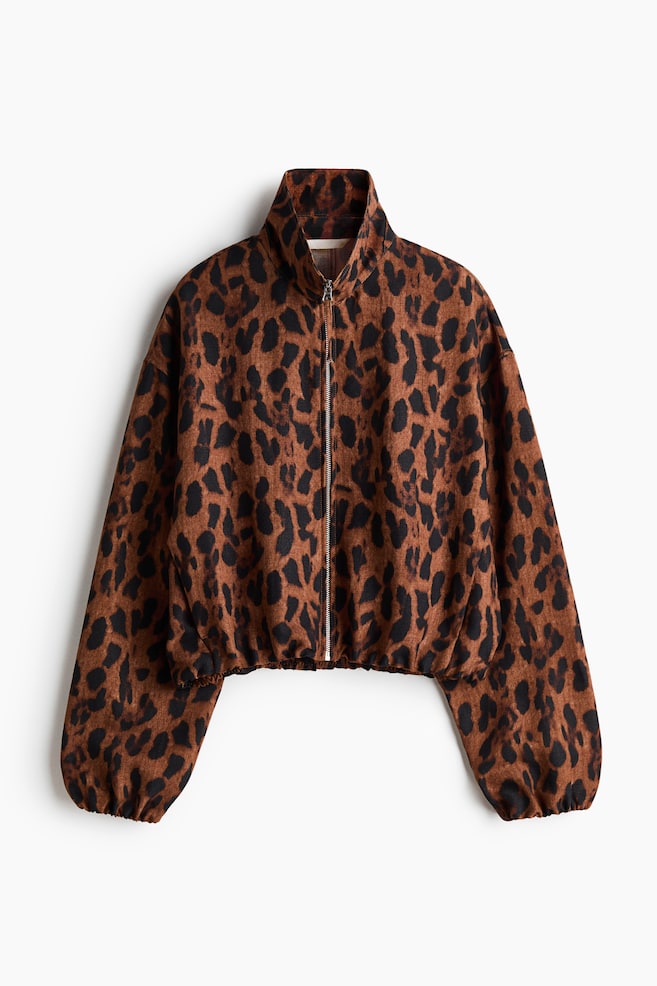 Bubble-hem jacket - Brown/Leopard print/Dark brown/Cream - 1
