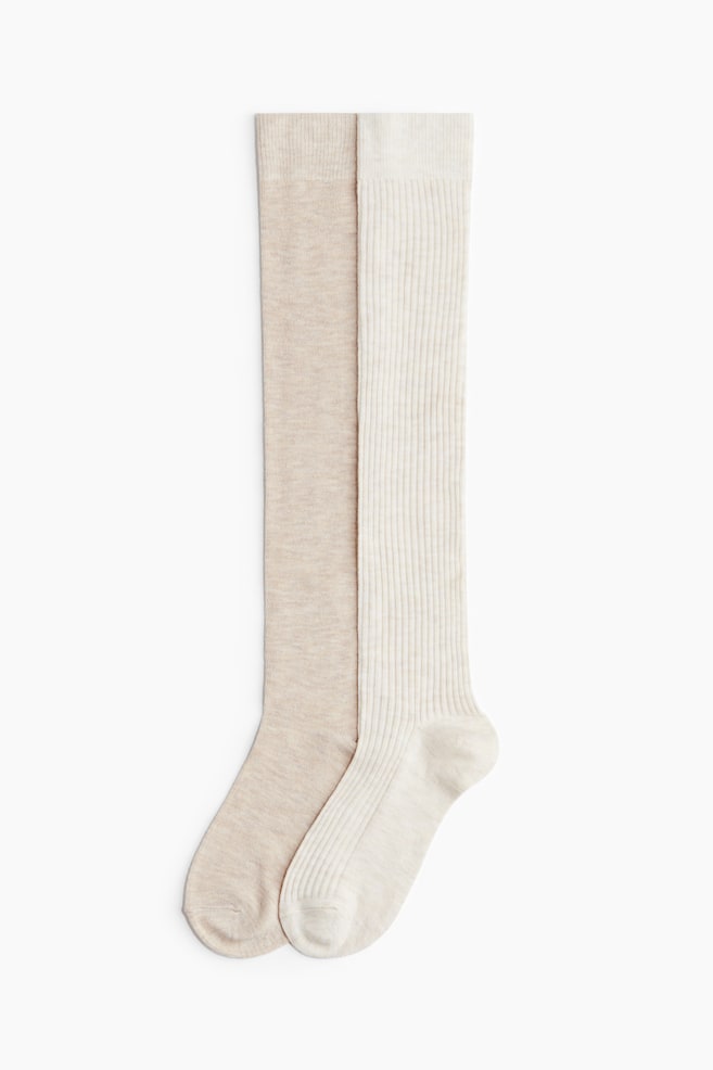 Lot de 2 paires de chaussettes - Beige clair chiné/Marron foncé/taupe clair/Gris chiné/crème/Noir - 1
