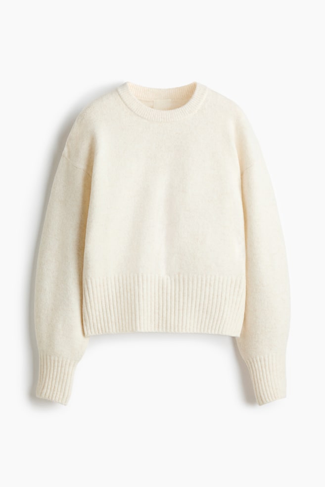 Oversized Sweater - Cream/Light blue/Dark beige - 1